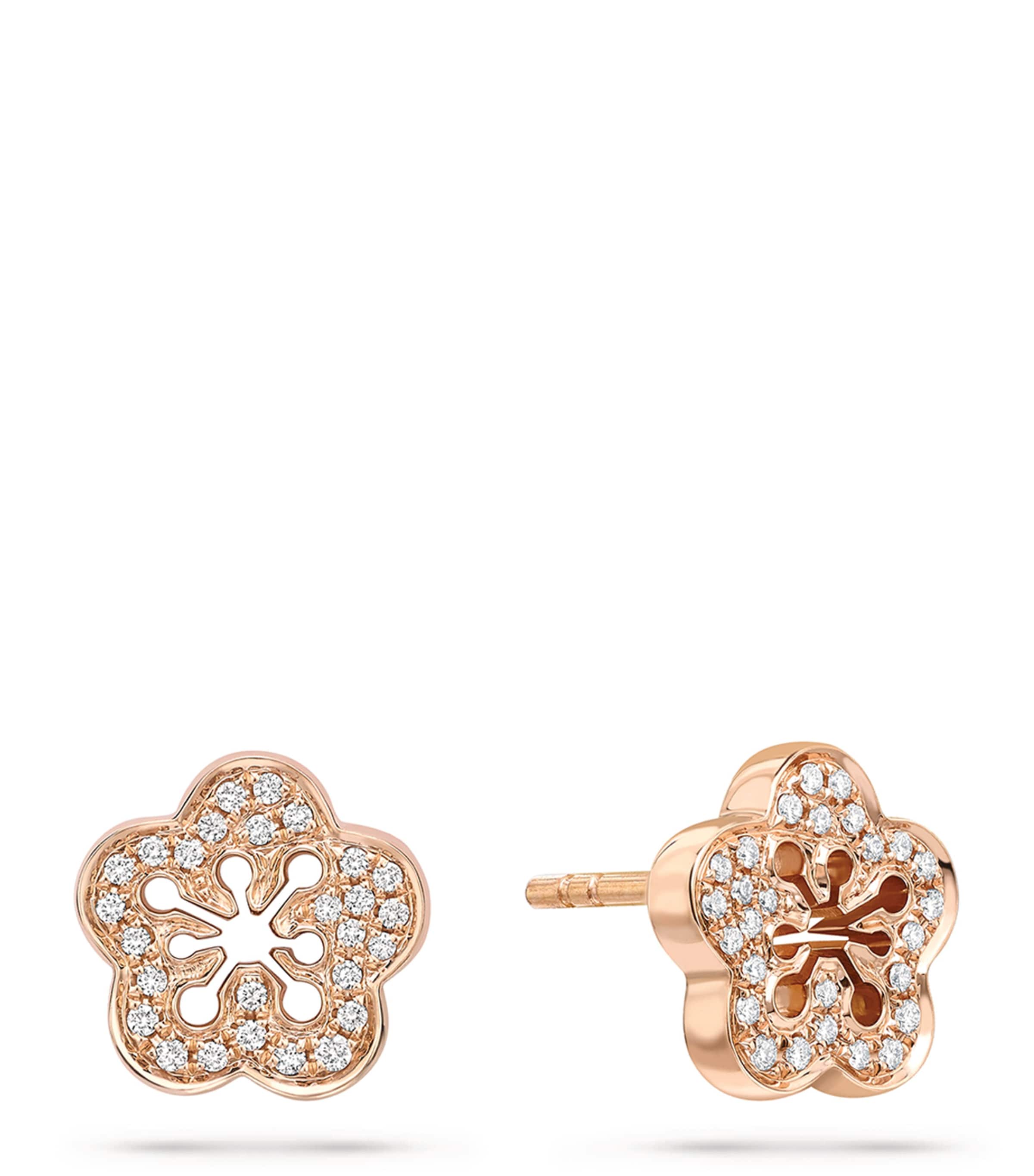 Rose Gold and Diamond Blossom Stud Earrings ROSE GOLD Image 3