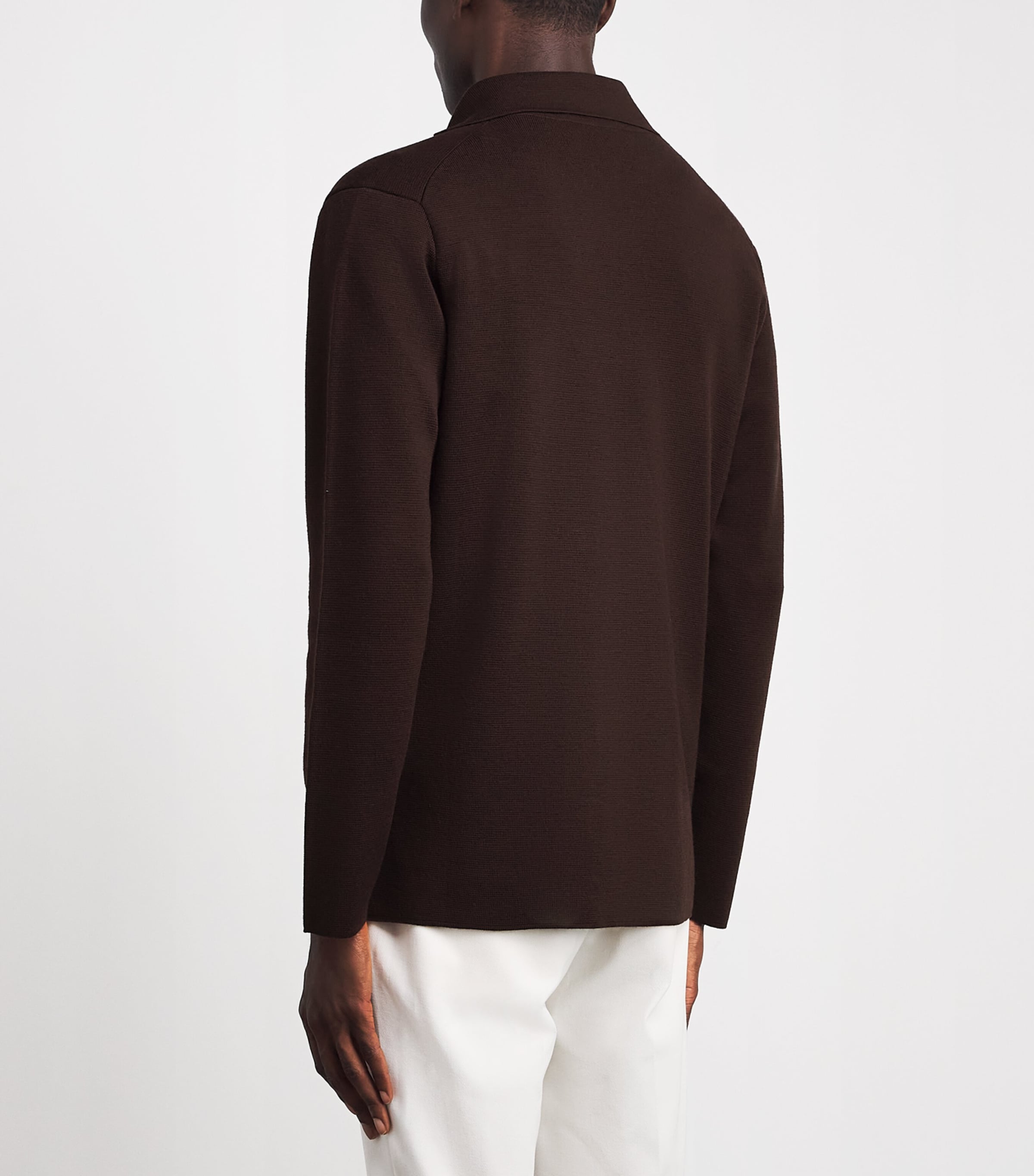 Lardini Mens Virgin Wool Double-Breasted Cardigan Brown Image 5