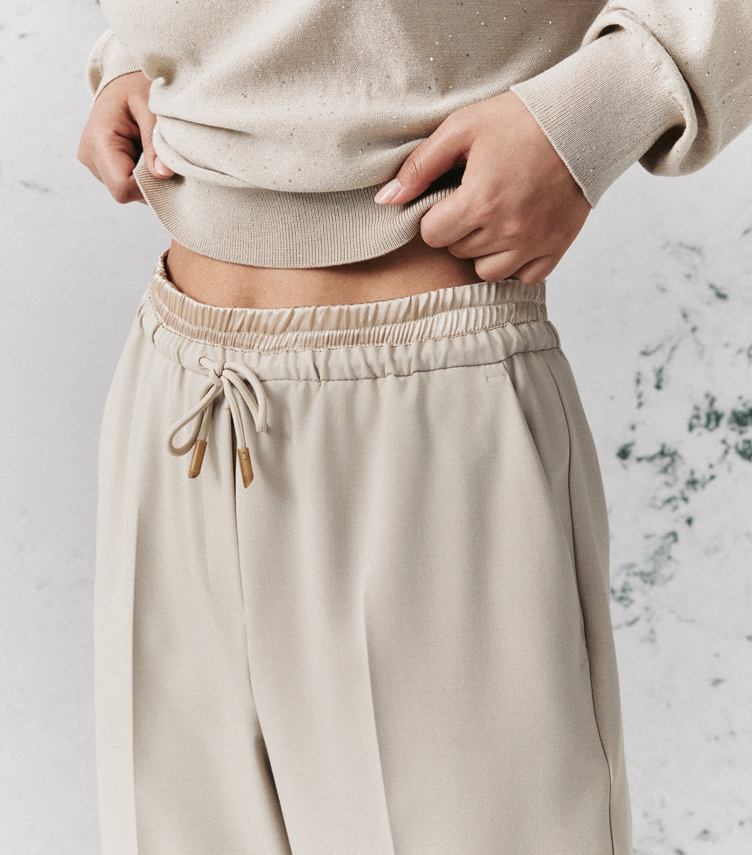Marella Womens Drawstring Straight Trousers Turtledove Image 5