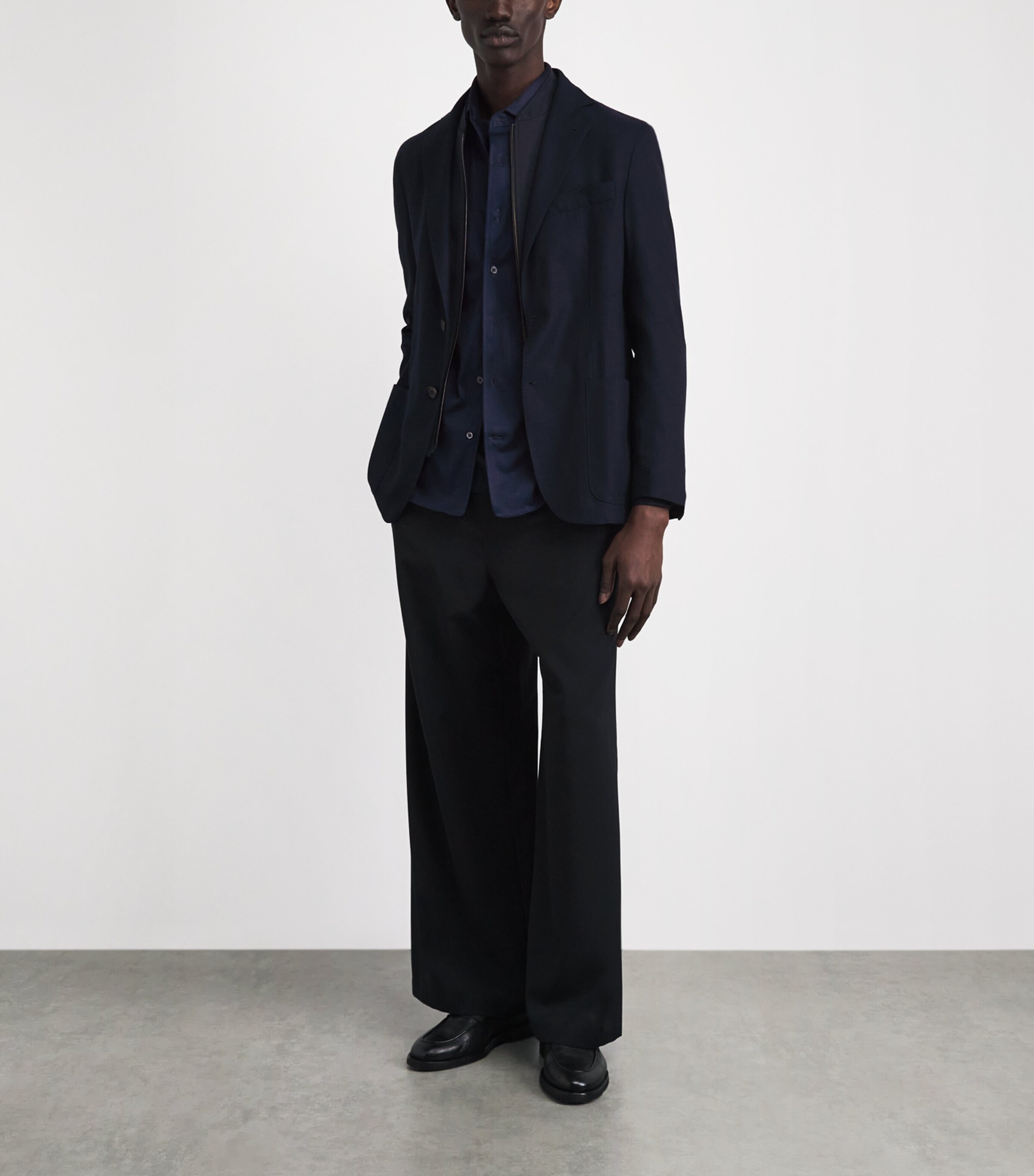 Corneliani Mens Cotton Jersey Shirt Navy Blue Image 2