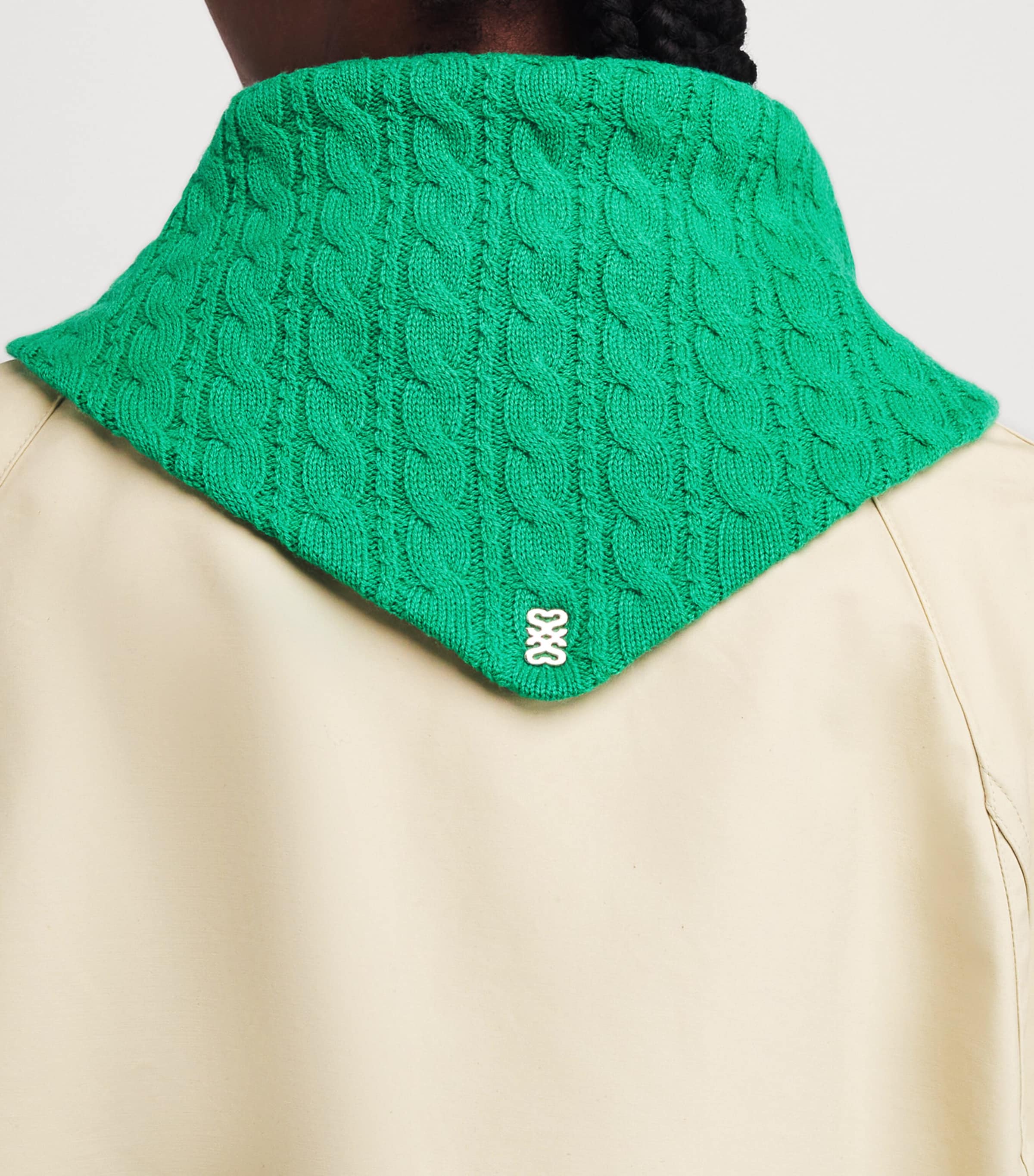 Wool-Cashmere Cable-Knit Neckerchief GREEN Image 2