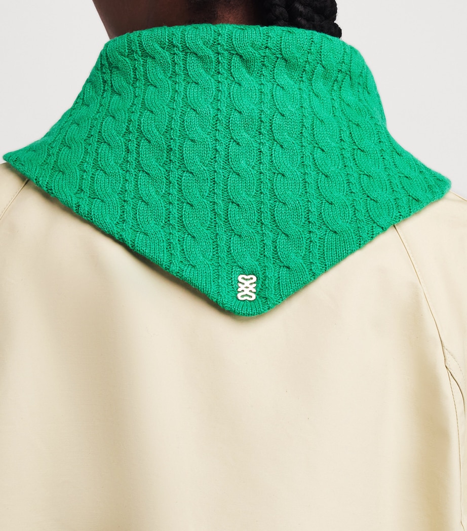 Wool-Cashmere Cable-Knit Neckerchief GREEN Image 2
