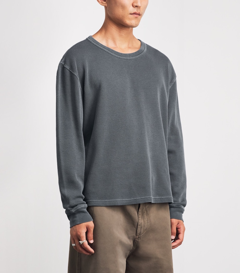Citizens of Humanity Mens Cotton Waffle-Stitch Sweater Slate Image 4