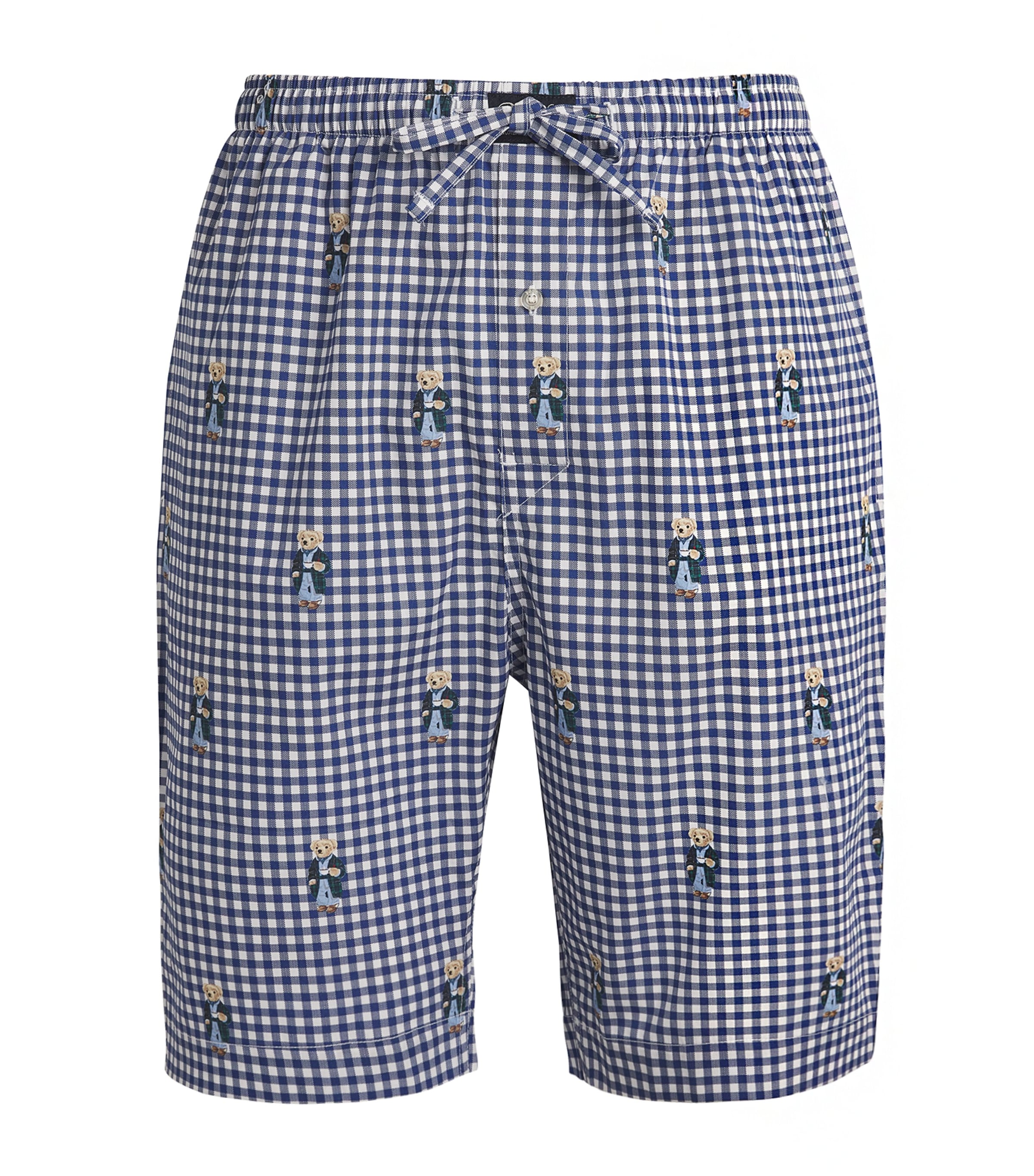 Polo Ralph Lauren Bear Gingham Lounge Shorts In Blue