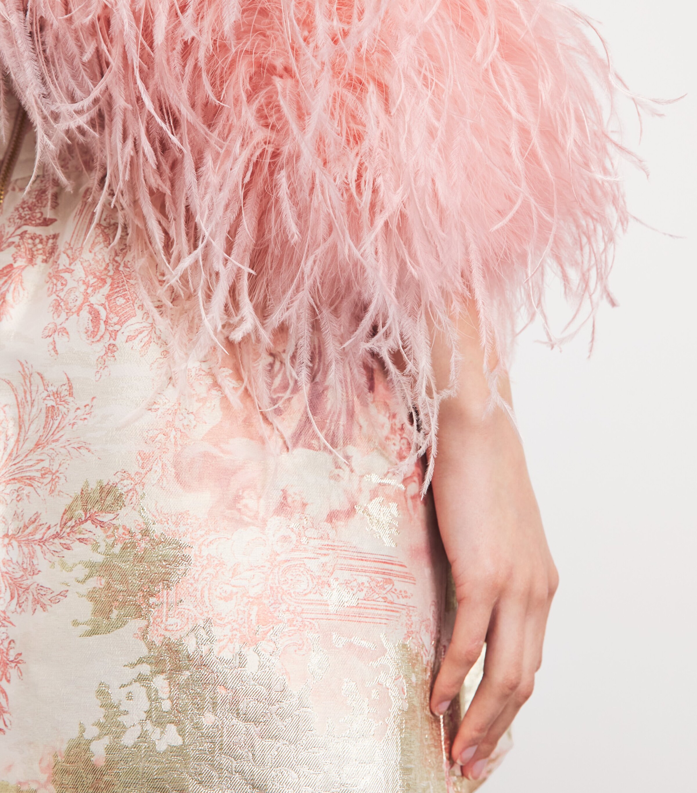 Alice+Olivia Womens Ostrich Feather Kidman Jacket En Rose Toile Image 3