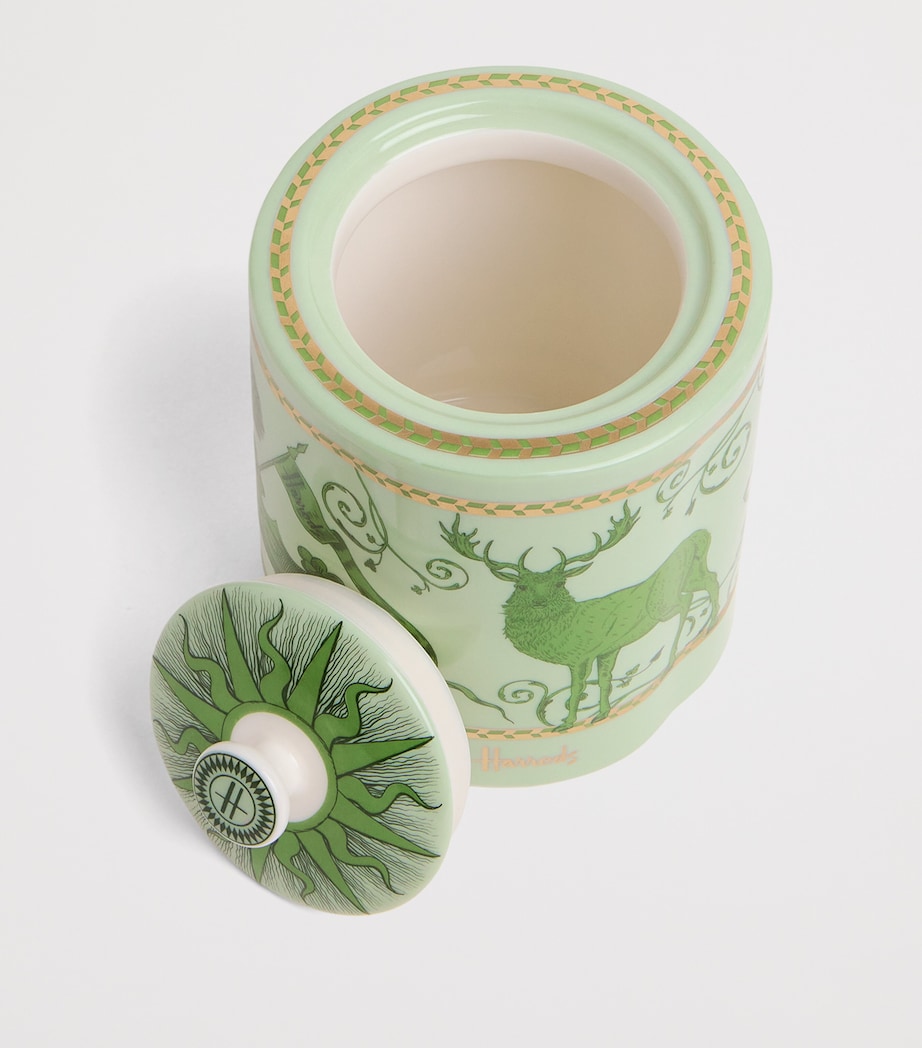 Fine China Menagerie Tea Caddy GREEN Image 2