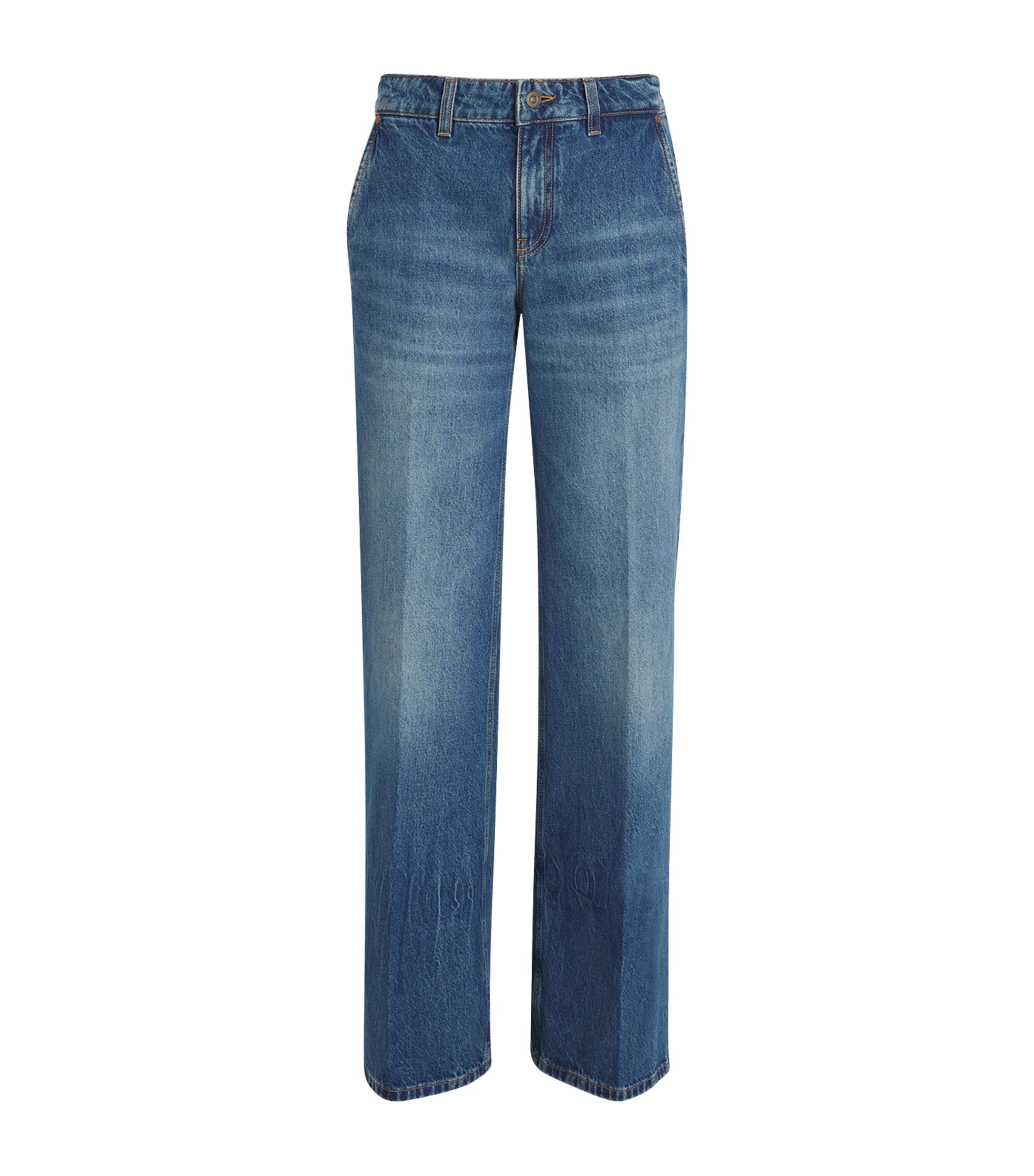 Shop Victoria Beckham Gigi Wide-leg Jeans In Blue