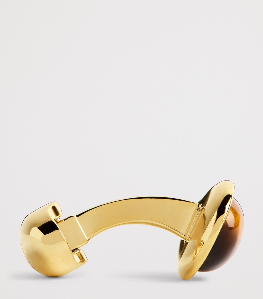 Gold-Plated Chakra Tiger's Eye Cufflinks TIGERS EYE Image 4