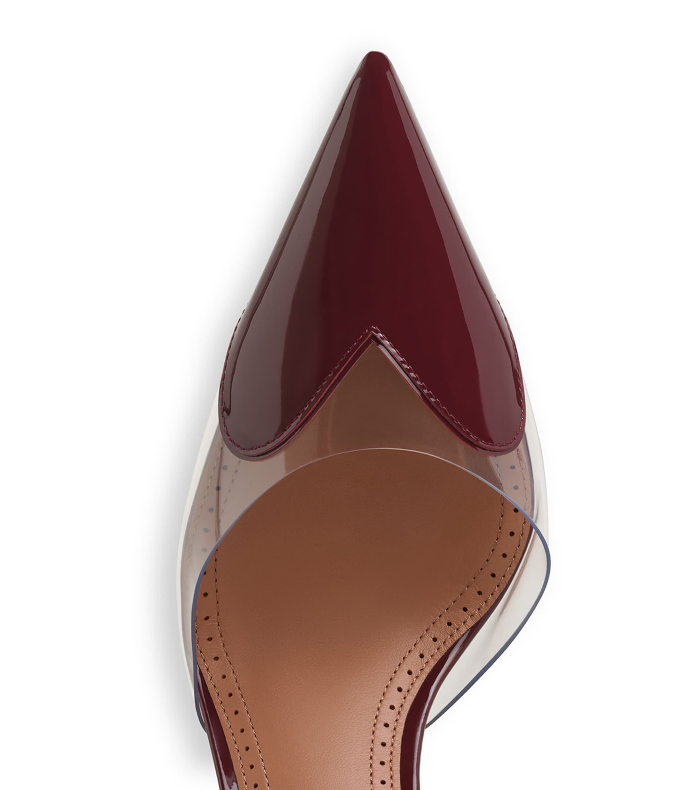 Alaïa Womens Leather-PVC Le Coeur Wedge Mules 90 Rouge Grenat Image 4