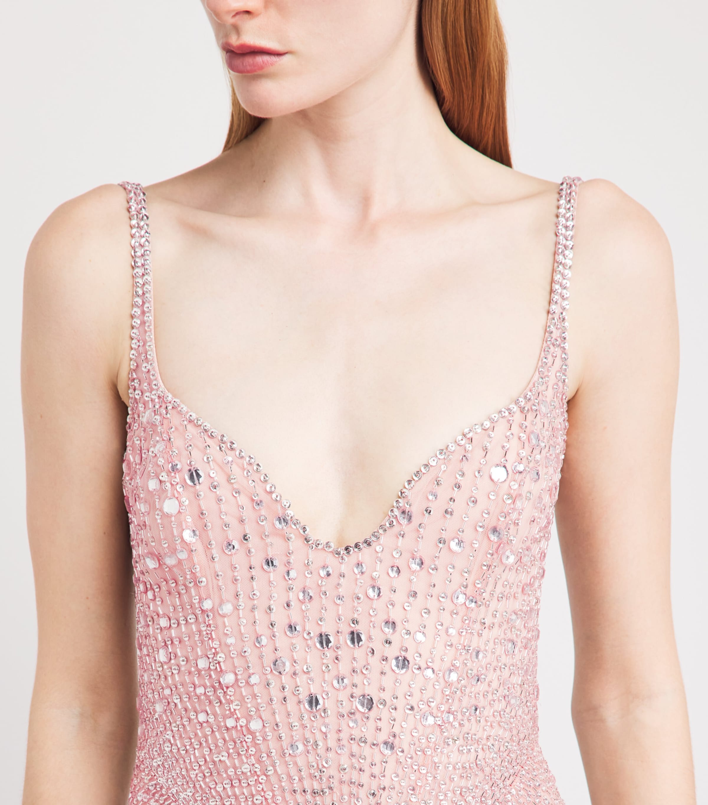 GEORGES HOBEIKA Womens Silk-Blend Embellished Sleeveless Gown Pink Rose Smoke Image 5