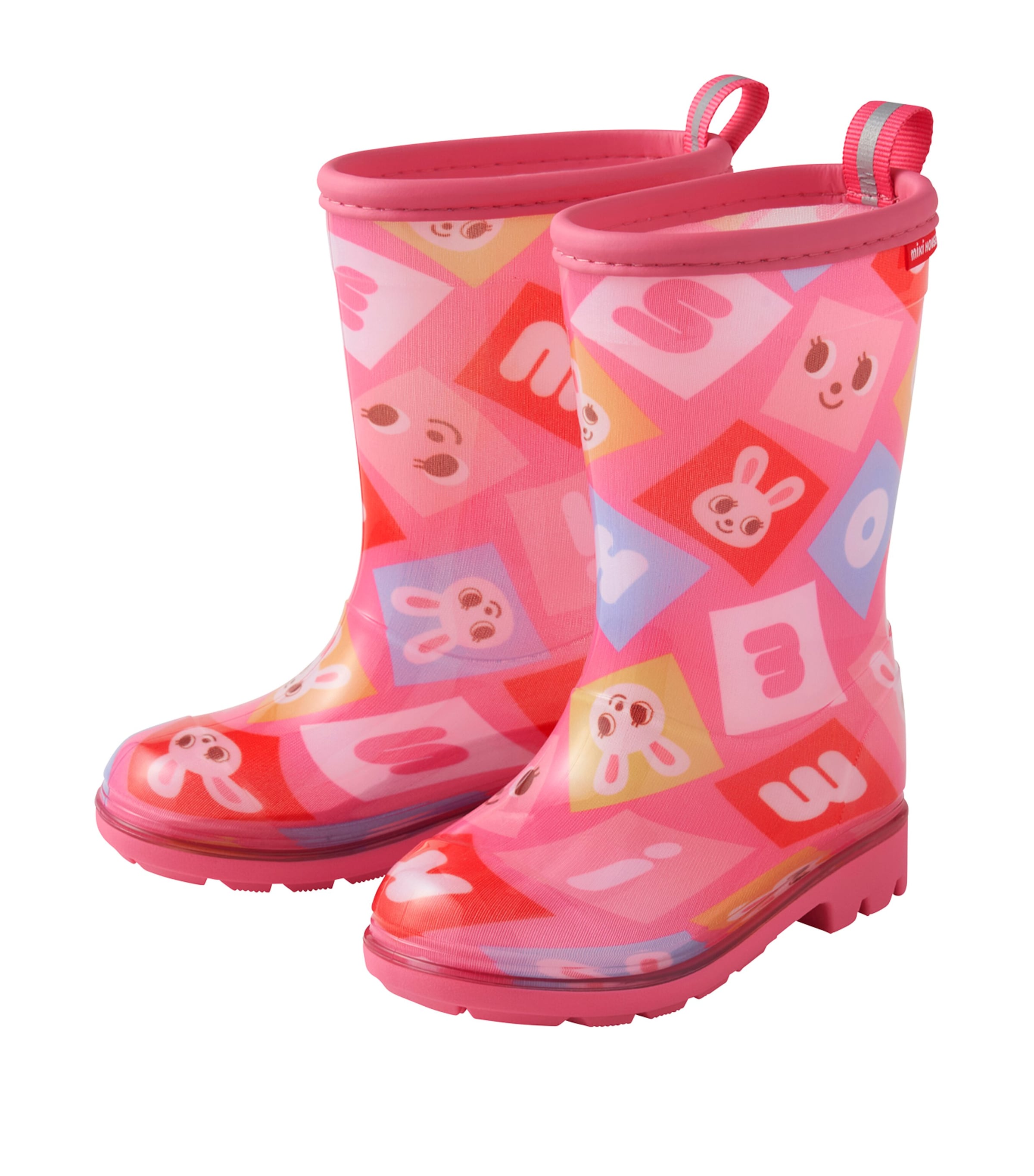 Shop Miki House Rabbit Print Rain Boots In Pink