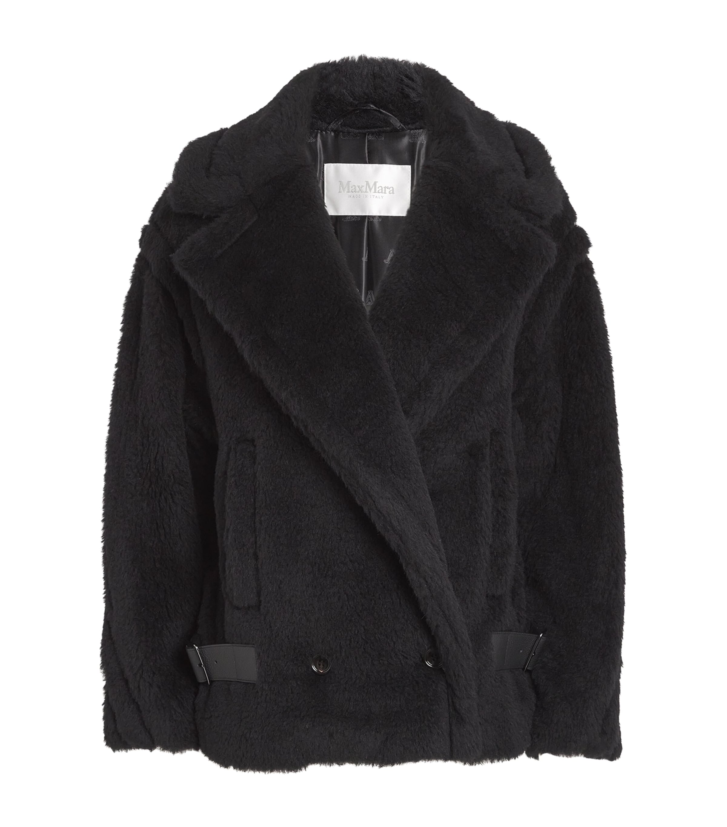 Max Mara Alpaca Wool-blend Aviator Coat In Black