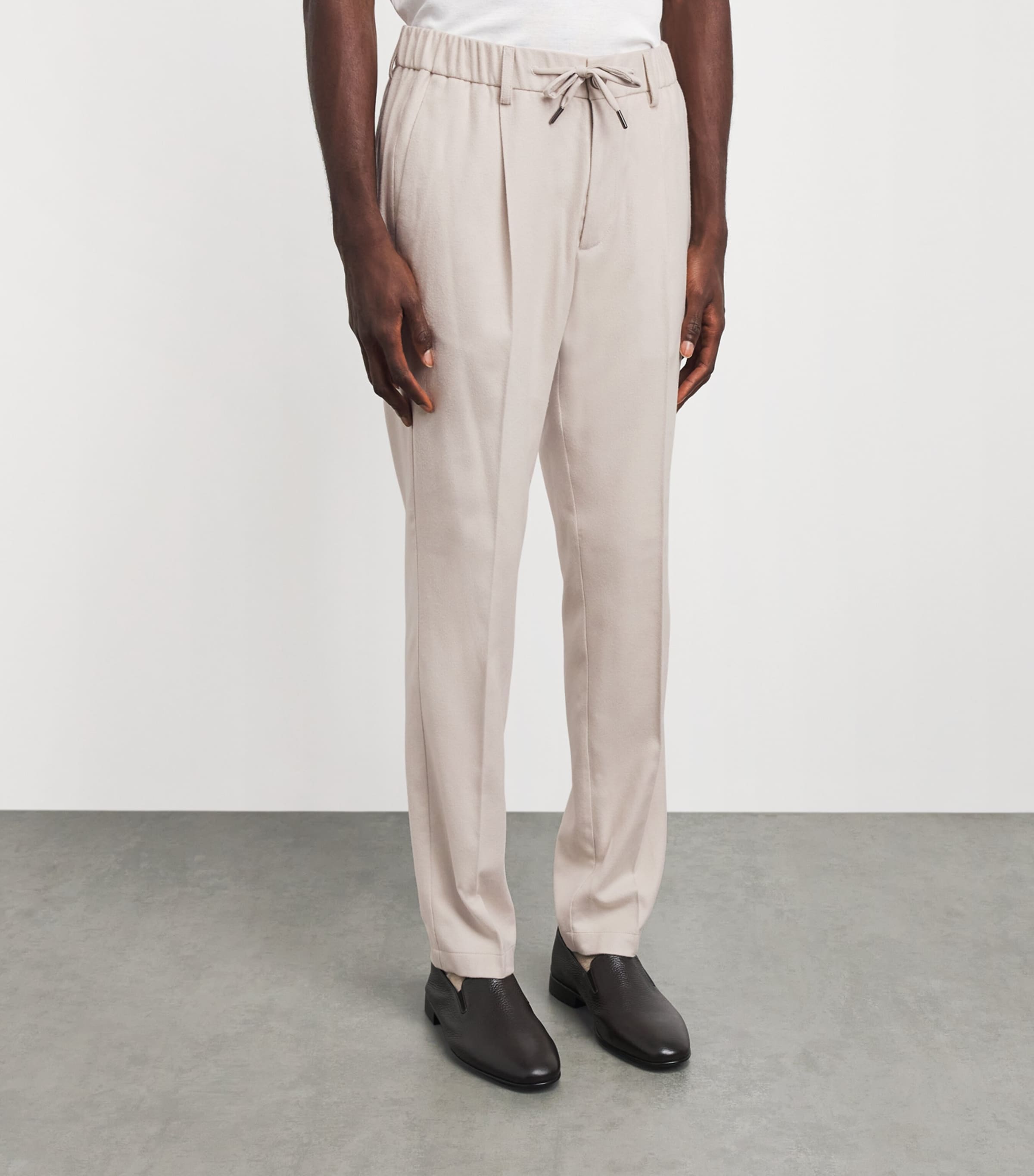 Herno Mens Silk-Cashmere Drawstring Trousers Chantilly Image 4