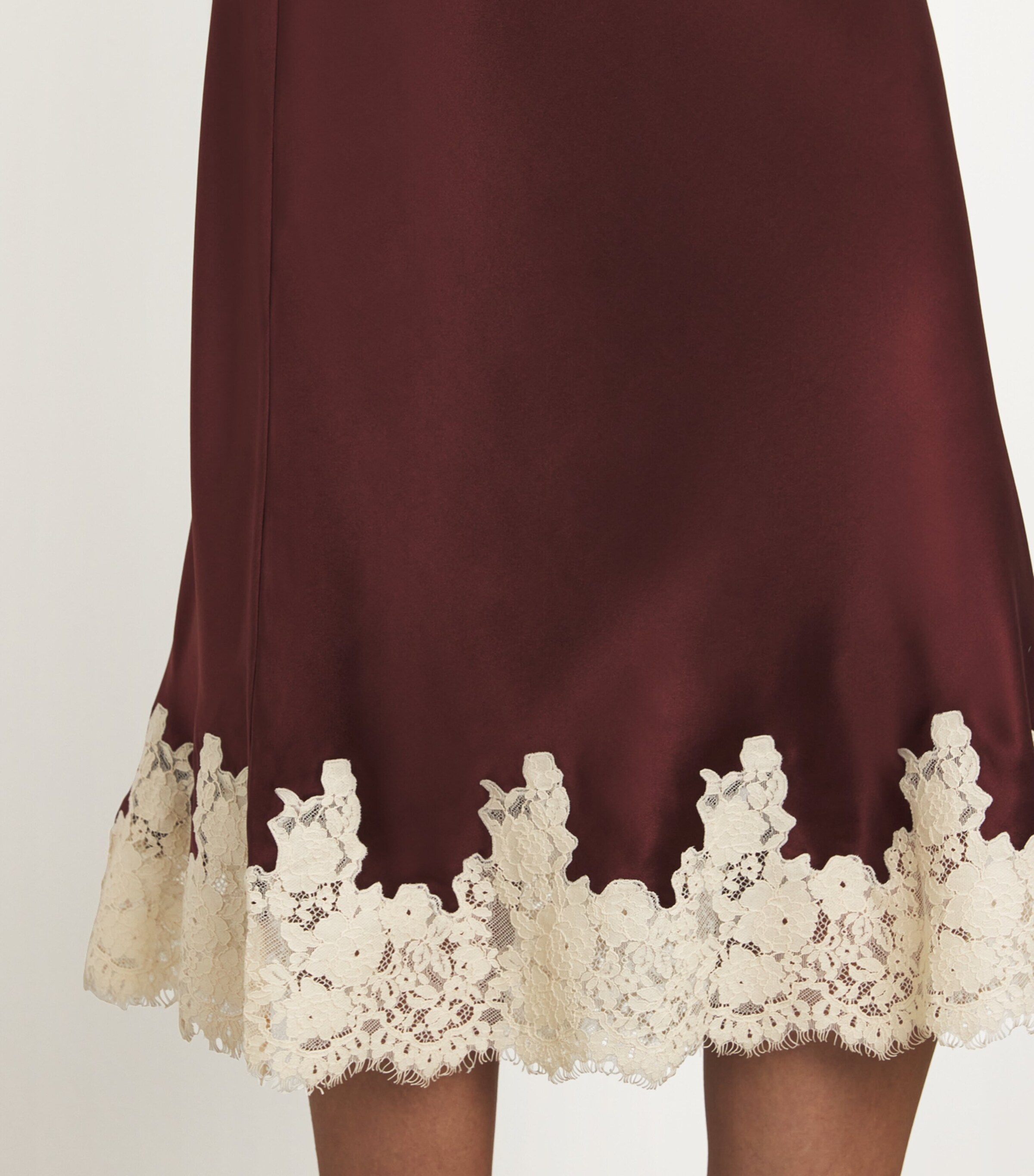 Silk Lace-Trim Elowen Midi Skirt CAFÉ Image 6