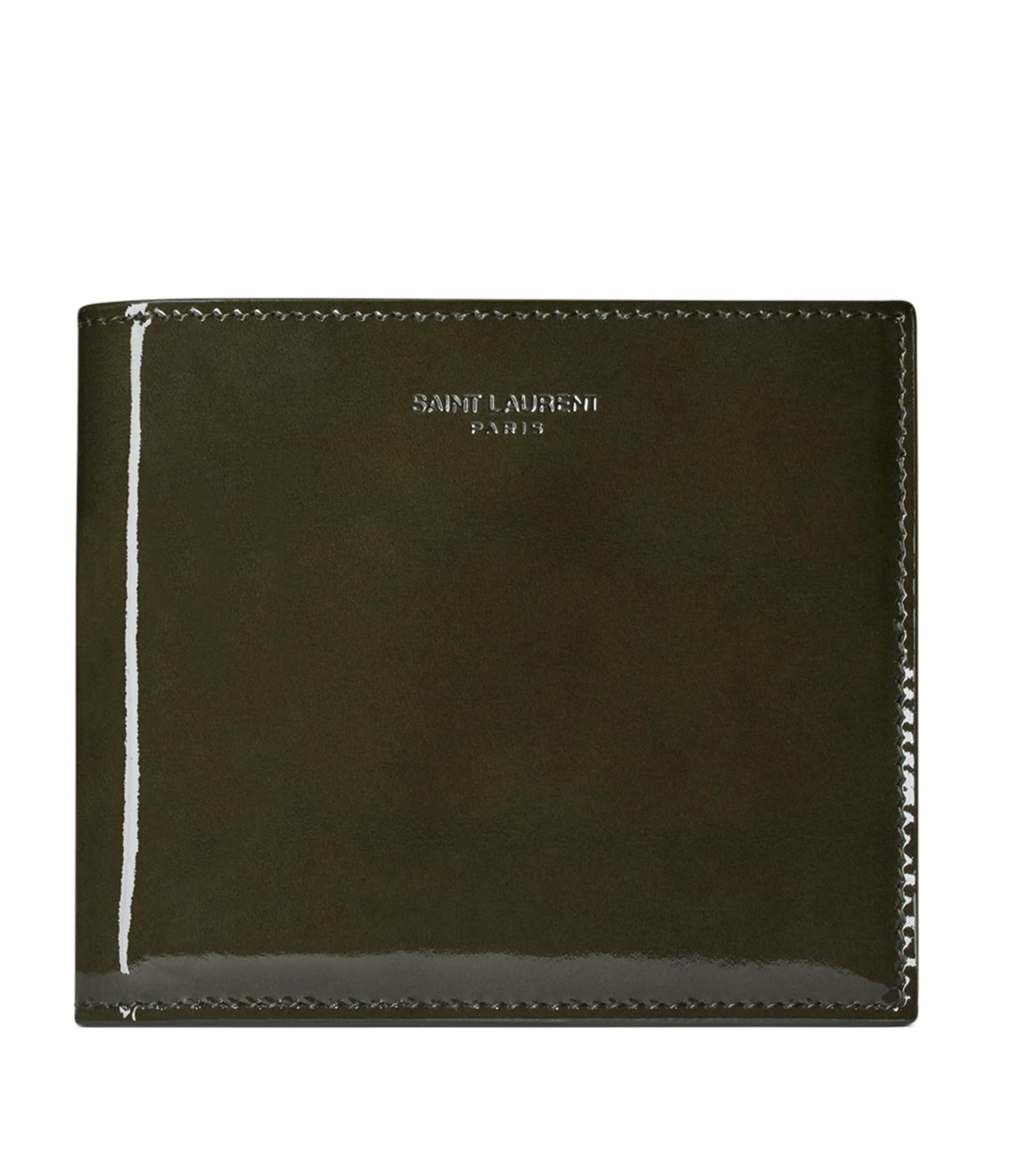 Saint Laurent Patent Leather Bifold Wallet In Green
