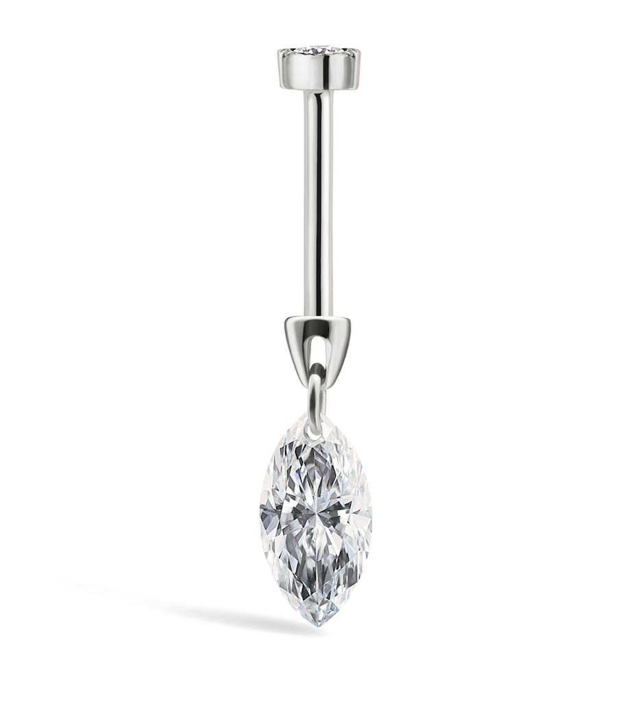 Maria Tash White Gold Floating Marquise Diamond Charm Threaded Stud Earring (7mm) White Gold Image 4
