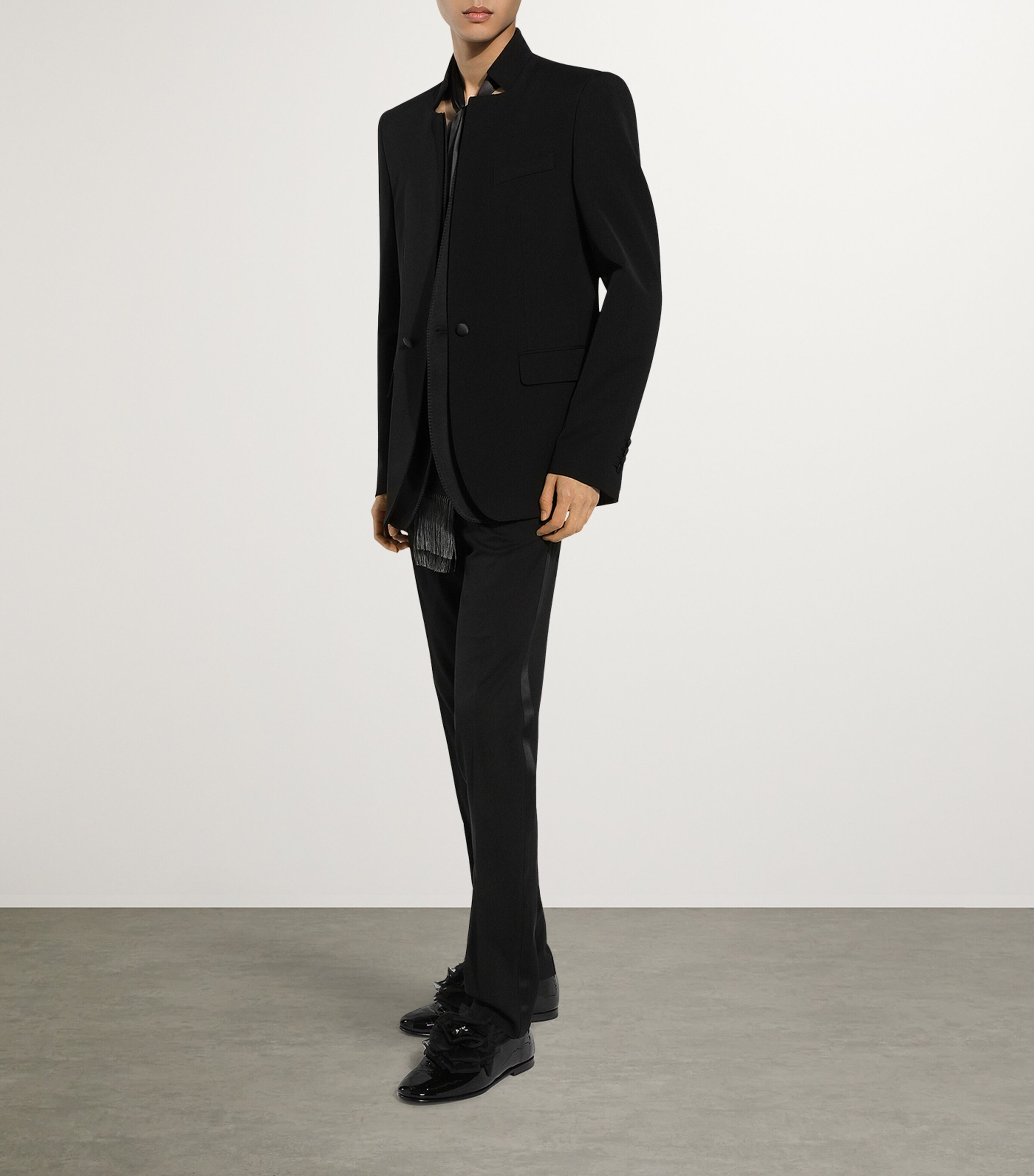 Double-Layer Single-Breasted Blazer N0000-BLACK Image 4