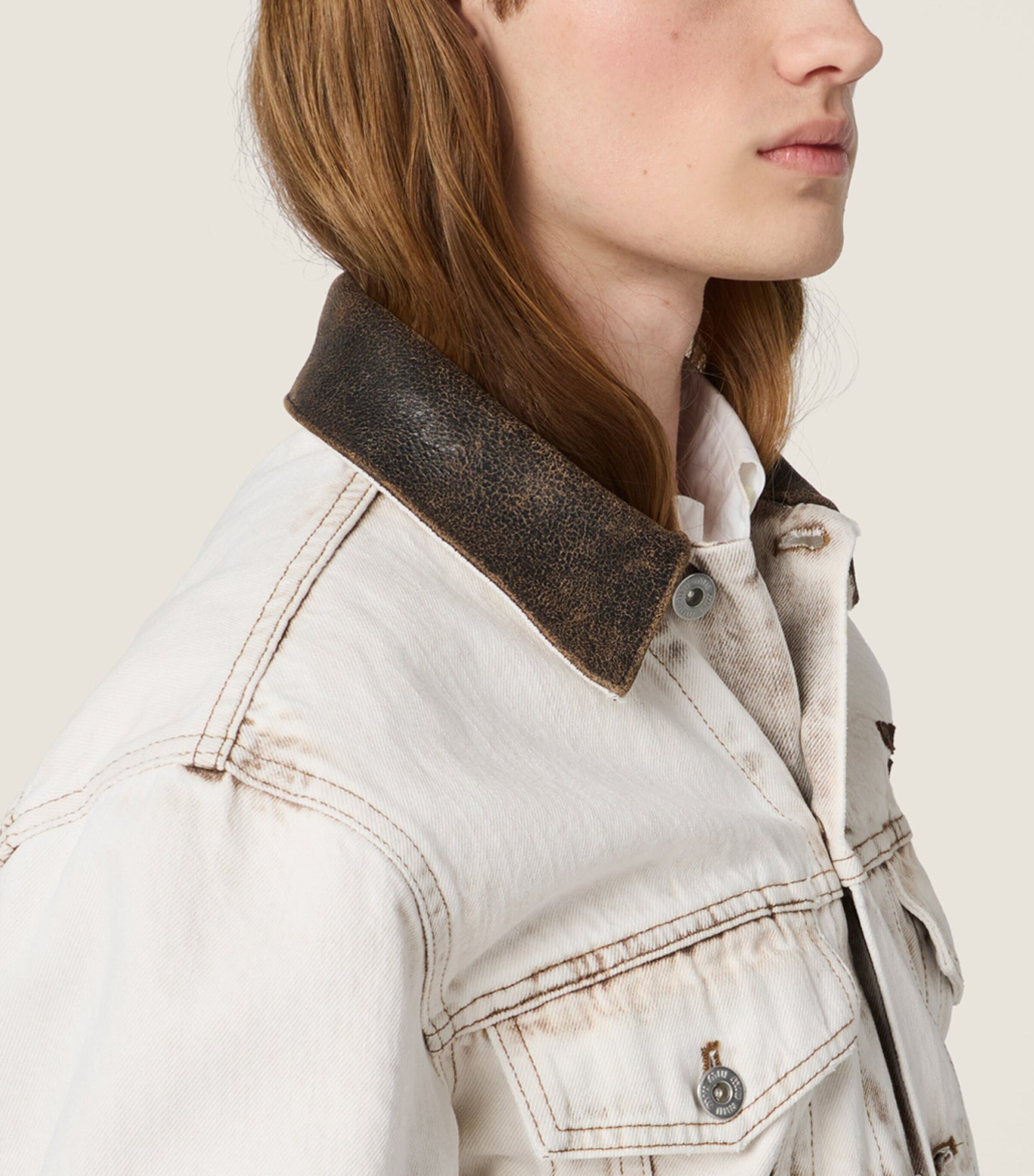 Miu Miu Womens Bleached Denim Jacket Image 6