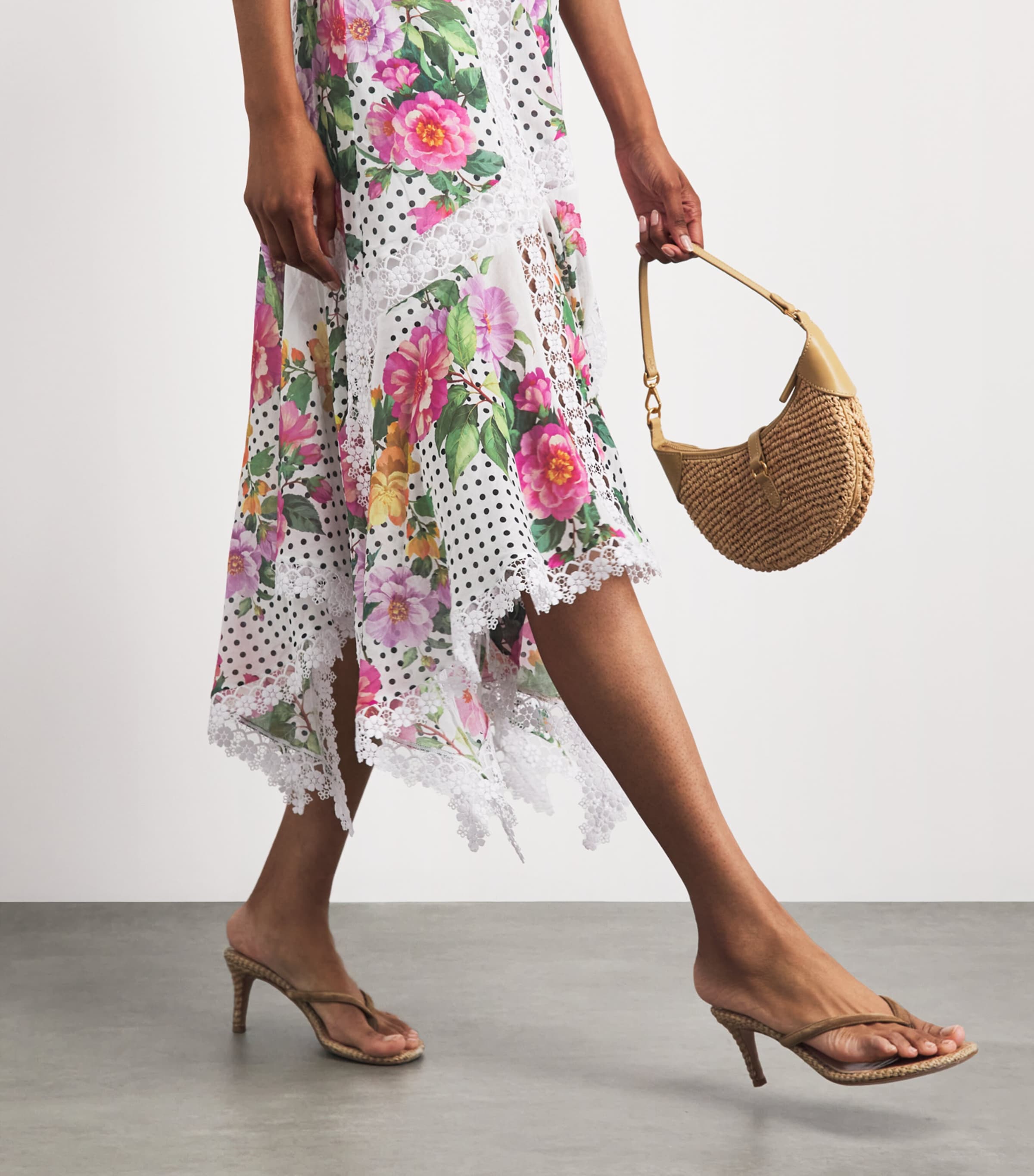 Charo Ruiz Ibiza Womens Floral Rosario Midi Dress White Dots Image 3