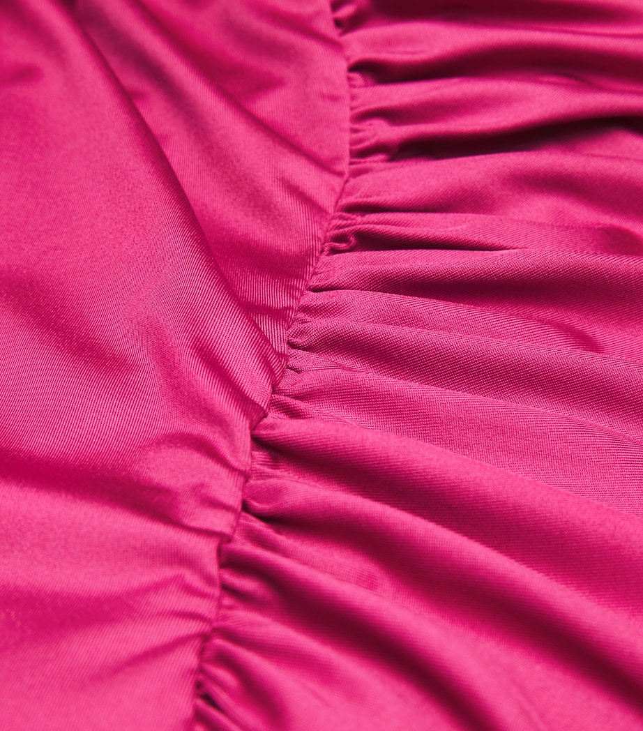 Long-Sleeve Ruched Maxi Dress CHERRY Image 5