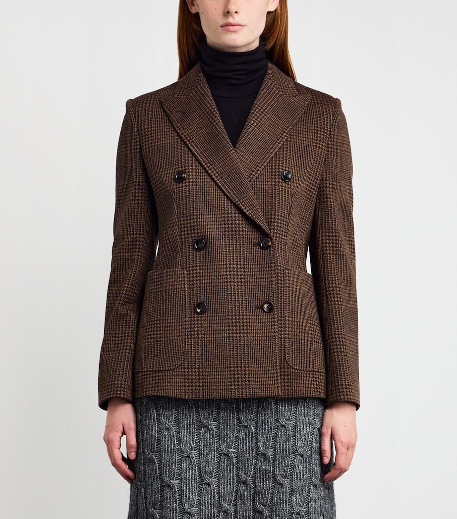 Cotton-Blend Houndstooth Blazer CHOCOLATE Image 3