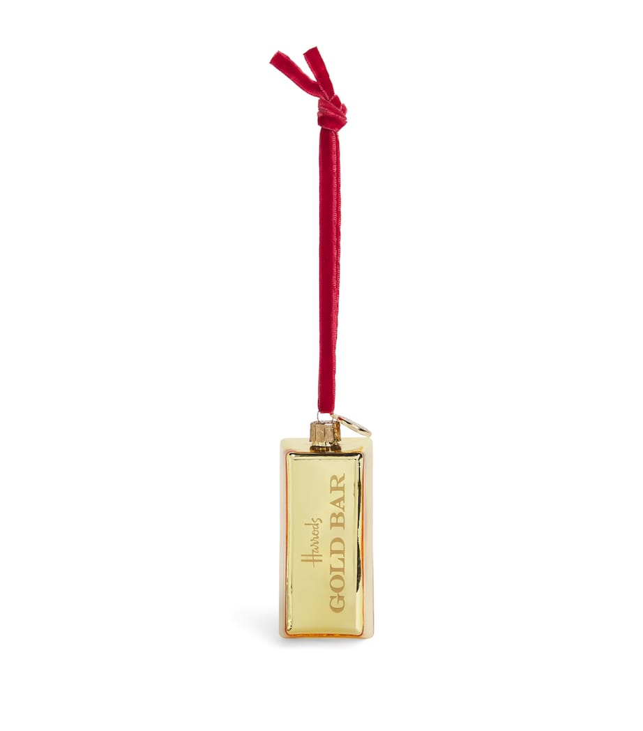 Harrods Glass Gold Bar Tree Decoration Gold Image 1