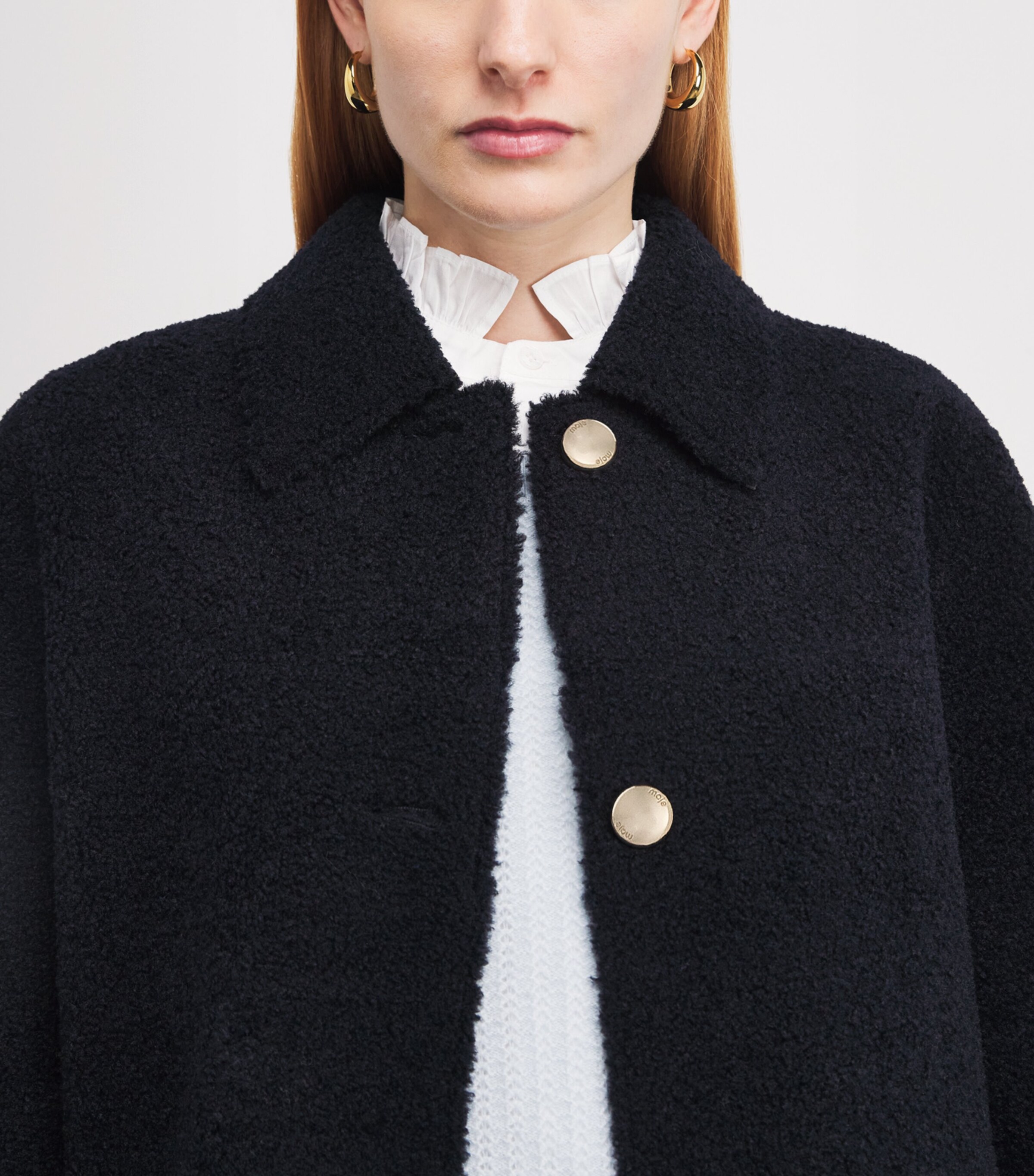 Faux Shearling Reversible Jacket NAVY Image 7