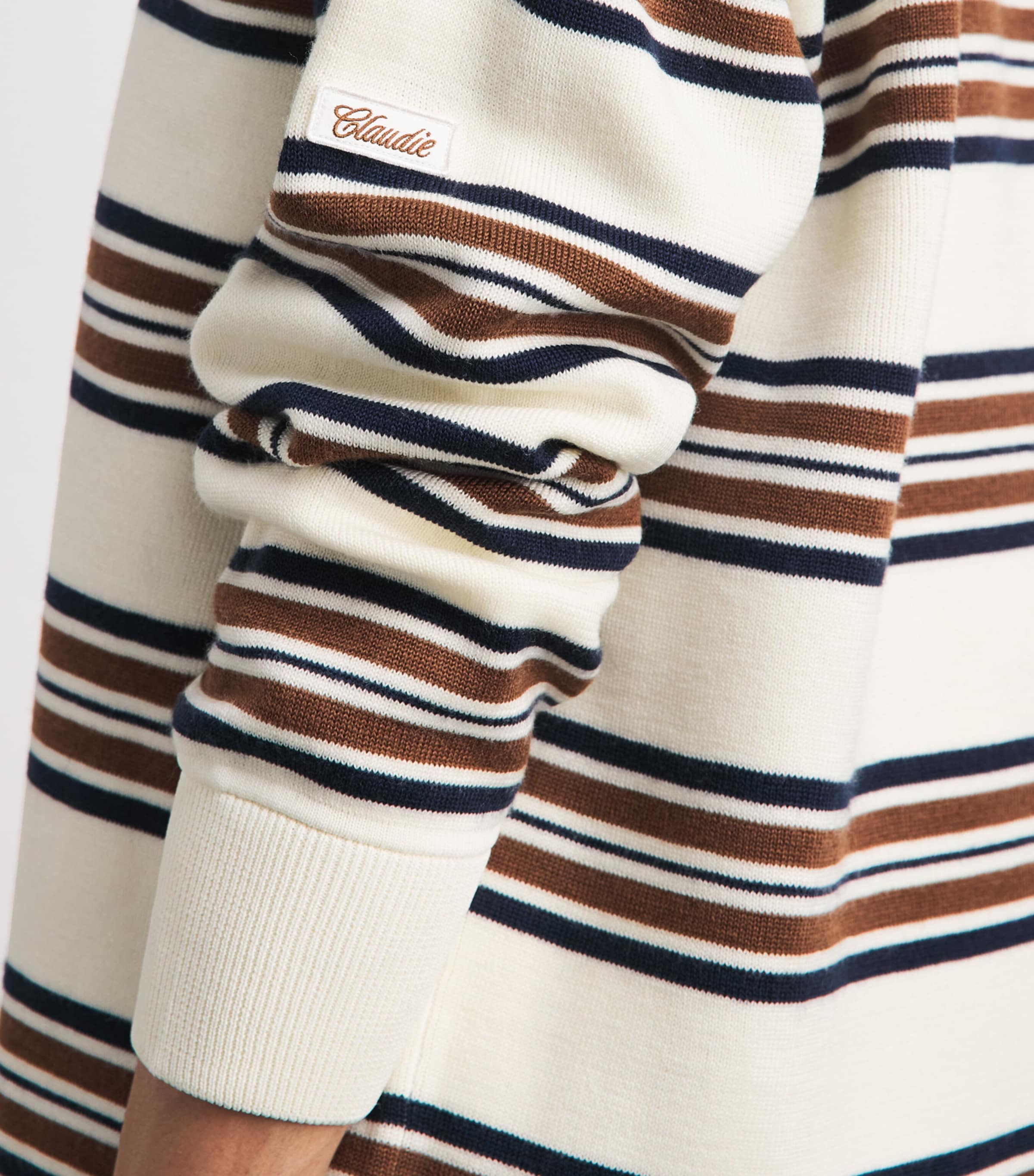 Claudie Pierlot Womens Ruffled-Collar Rugby Polo Sweater Multicolored Image 3