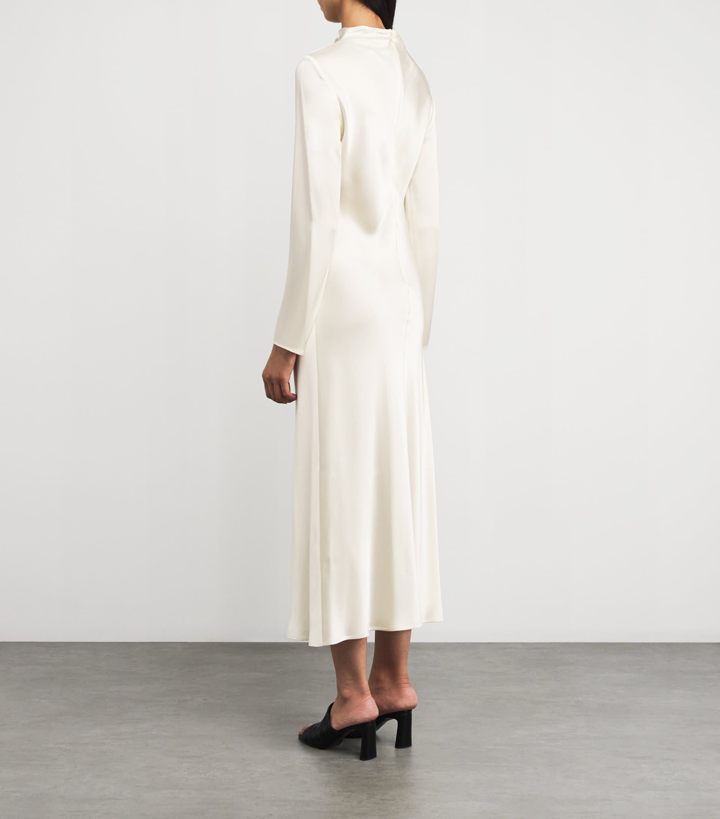 Satin Draped Midi Dress 102 CREAM Image 3