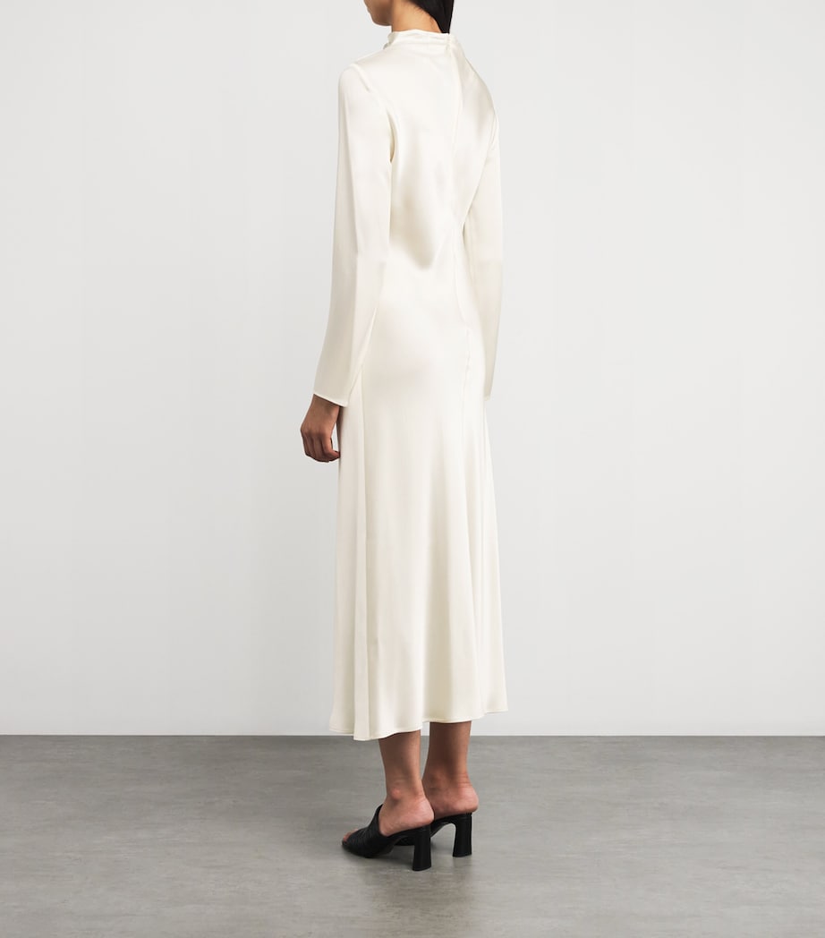 Satin Draped Midi Dress 102 CREAM Image 3