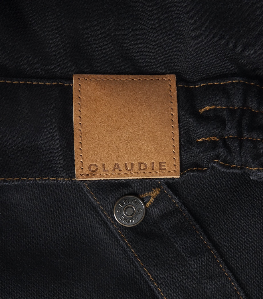 Claudie Pierlot Womens Contrast-Stitch Denim Jacket Black Image 6