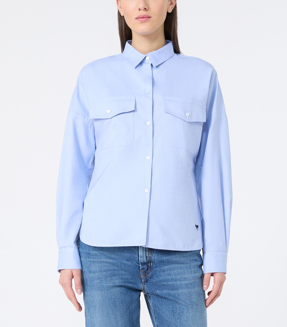 Weekend Max Mara Womens Cotton Long-Sleeve Shirt Light Blue Image 2