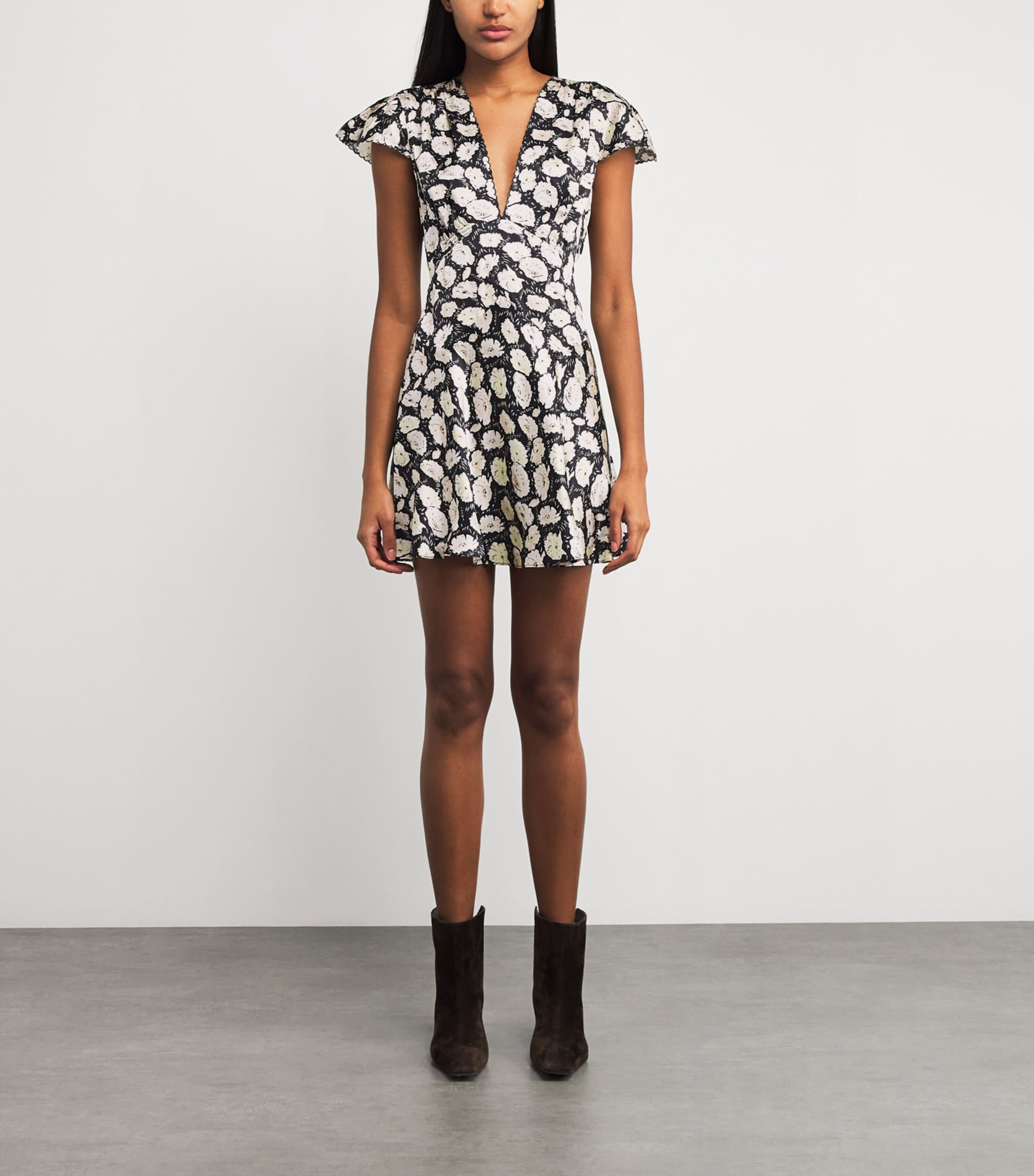 Silk Dianne Mini Dress NOIR FLEURS D'ANMNE Image 3