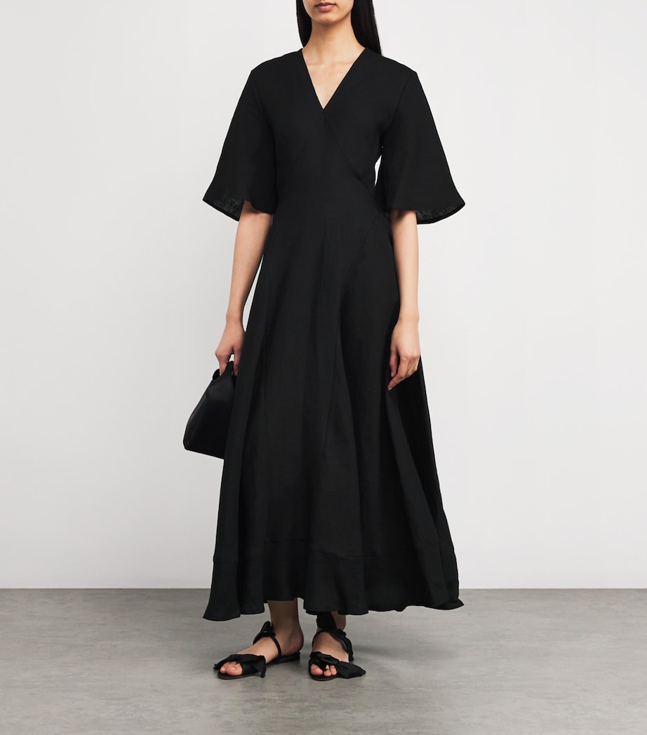 Linen Open-Back Maxi Dress BLACK Image 2