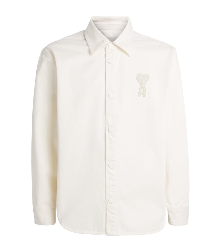 AMI Paris Mens Cotton Ami de Coeur Overshirt Blanc Creme Image 1