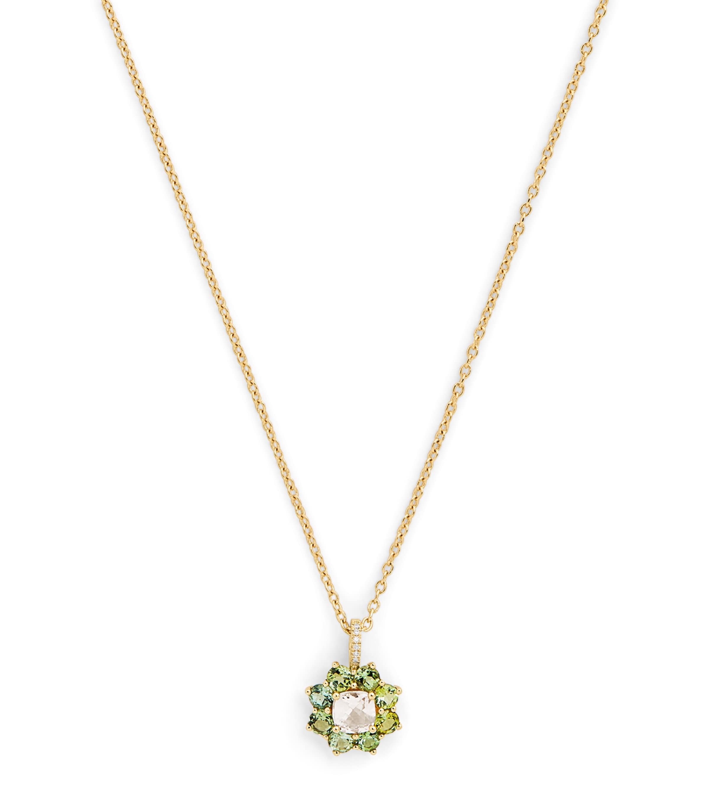 Yellow Gold and Tourmaline Flower Necklace YELLOW GOLD Image 1