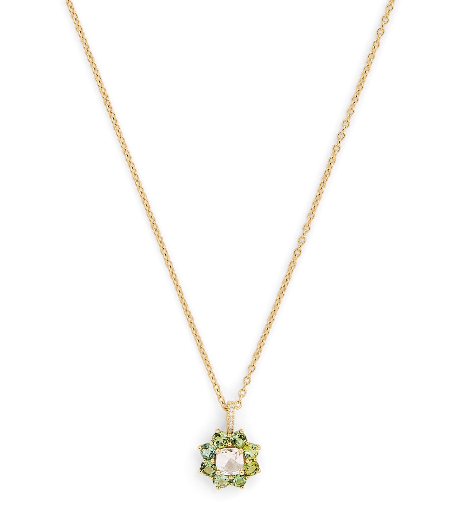 Yellow Gold and Tourmaline Flower Necklace YELLOW GOLD Image 1