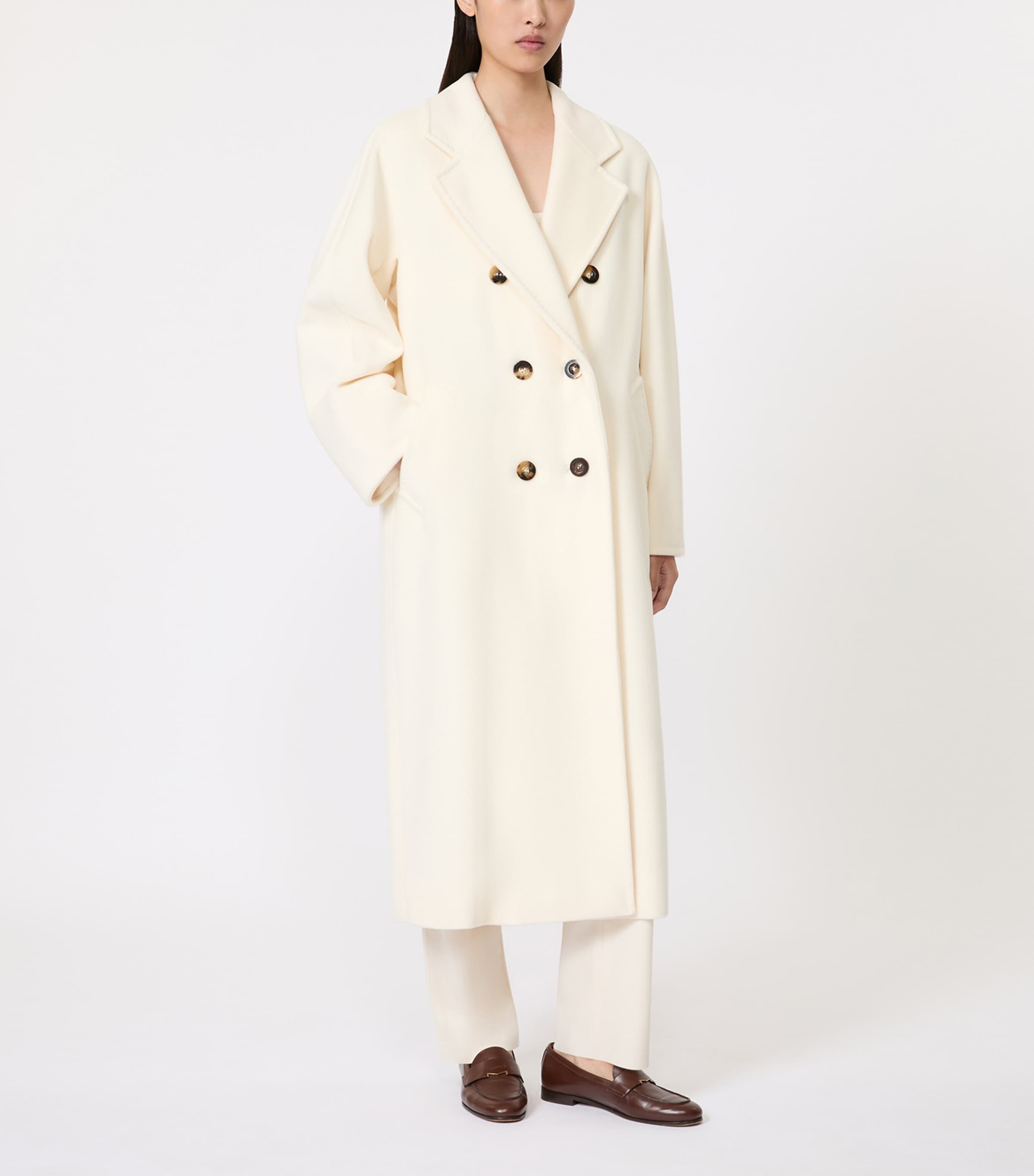 Max Mara Womens Virgin Wool-Cashmere Madame Icon Coat White Image 2