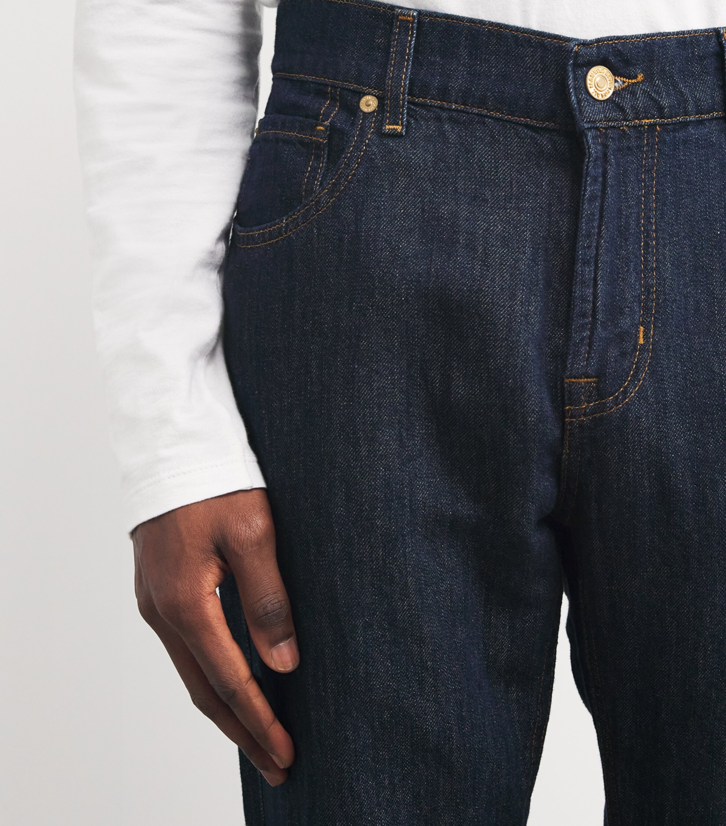 7 For All Mankind Mens Cotton-Linen Straight Jeans Blue Image 6