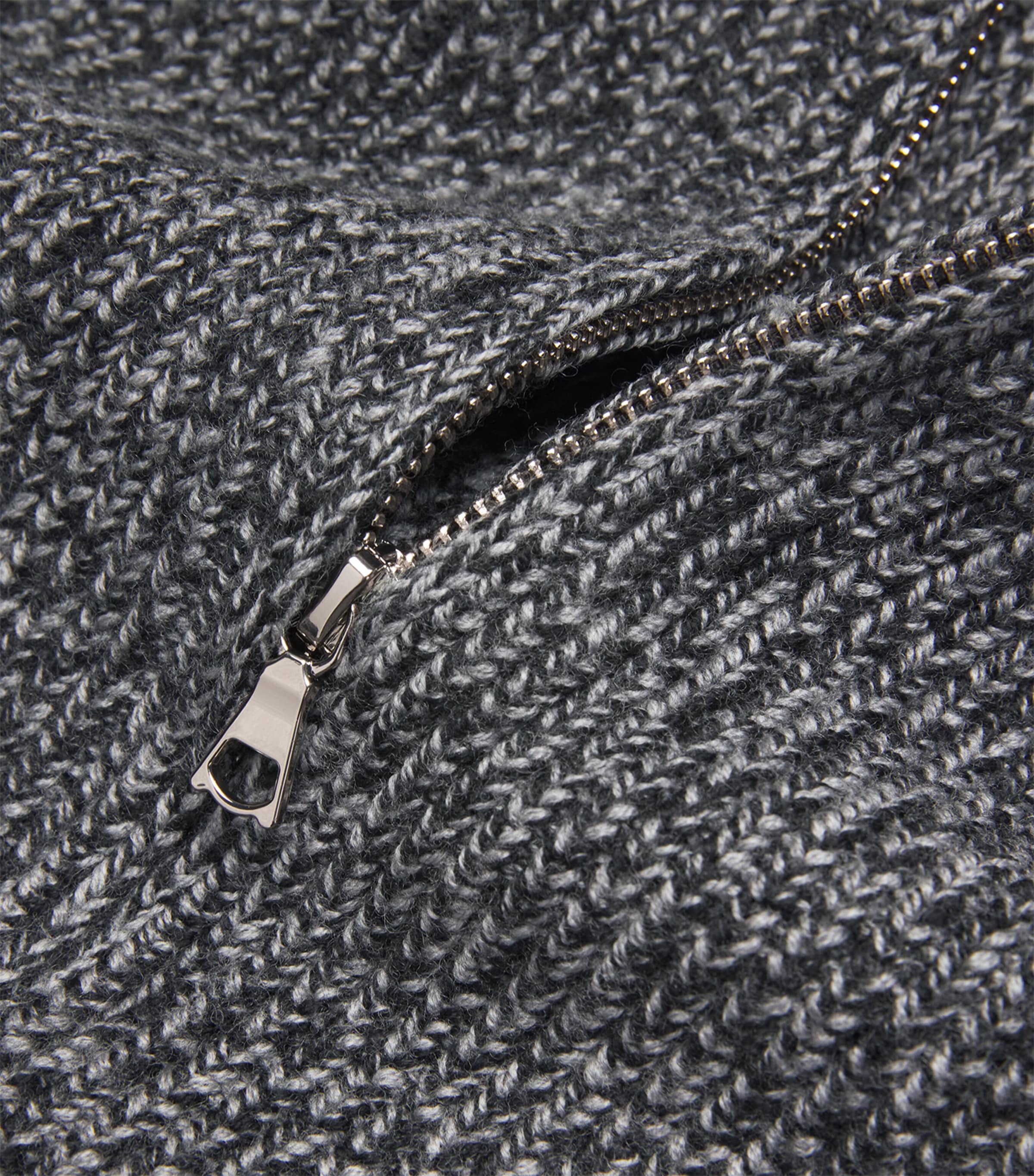 Merino Wool Quarter-Zip Sweater BLACK/GREY/ECRU Image 5