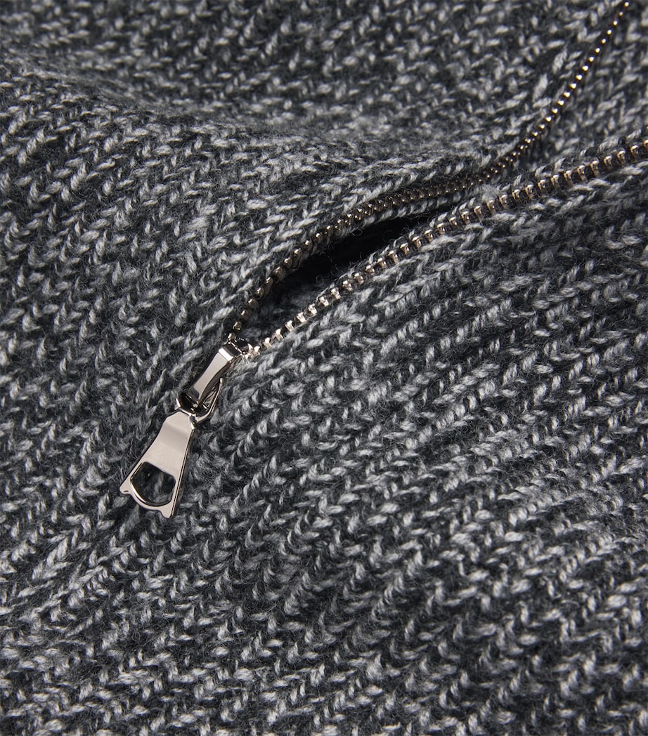 Merino Wool Quarter-Zip Sweater BLACK/GREY/ECRU Image 5