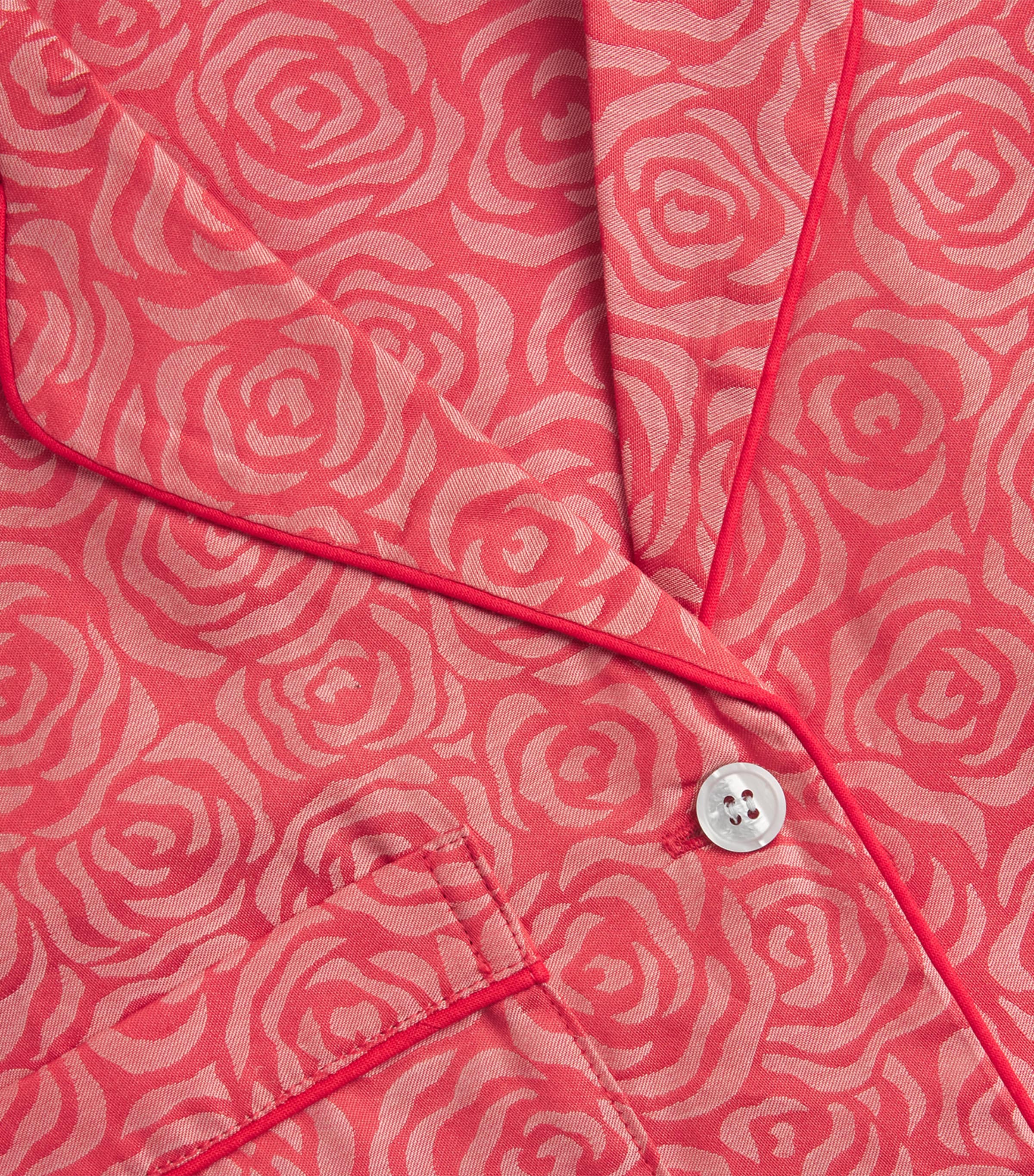 Derek Rose Womens Jacquard Roses Pyjama Set Red Image 6