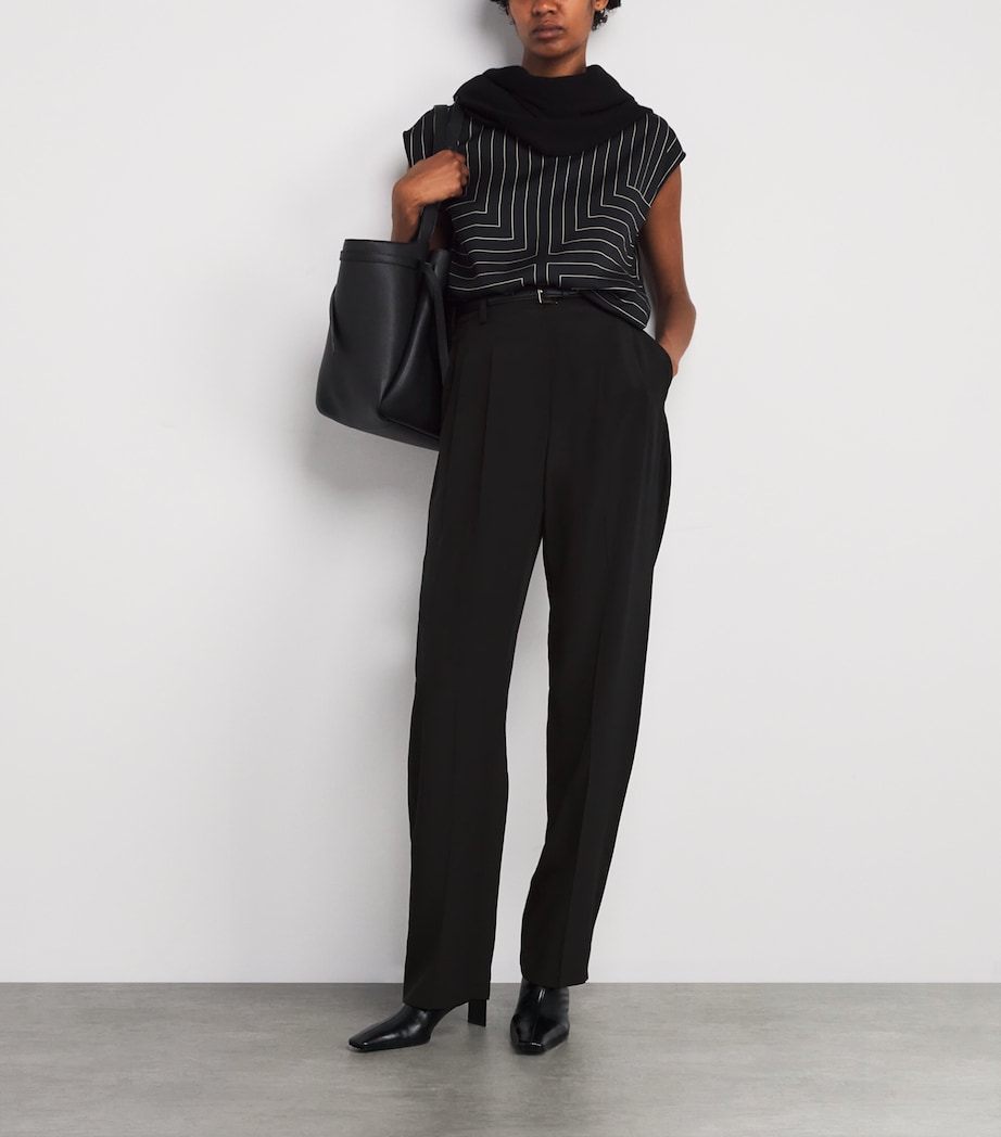 Crepe de Soie Silk Tarn Trousers BLACK Image 2