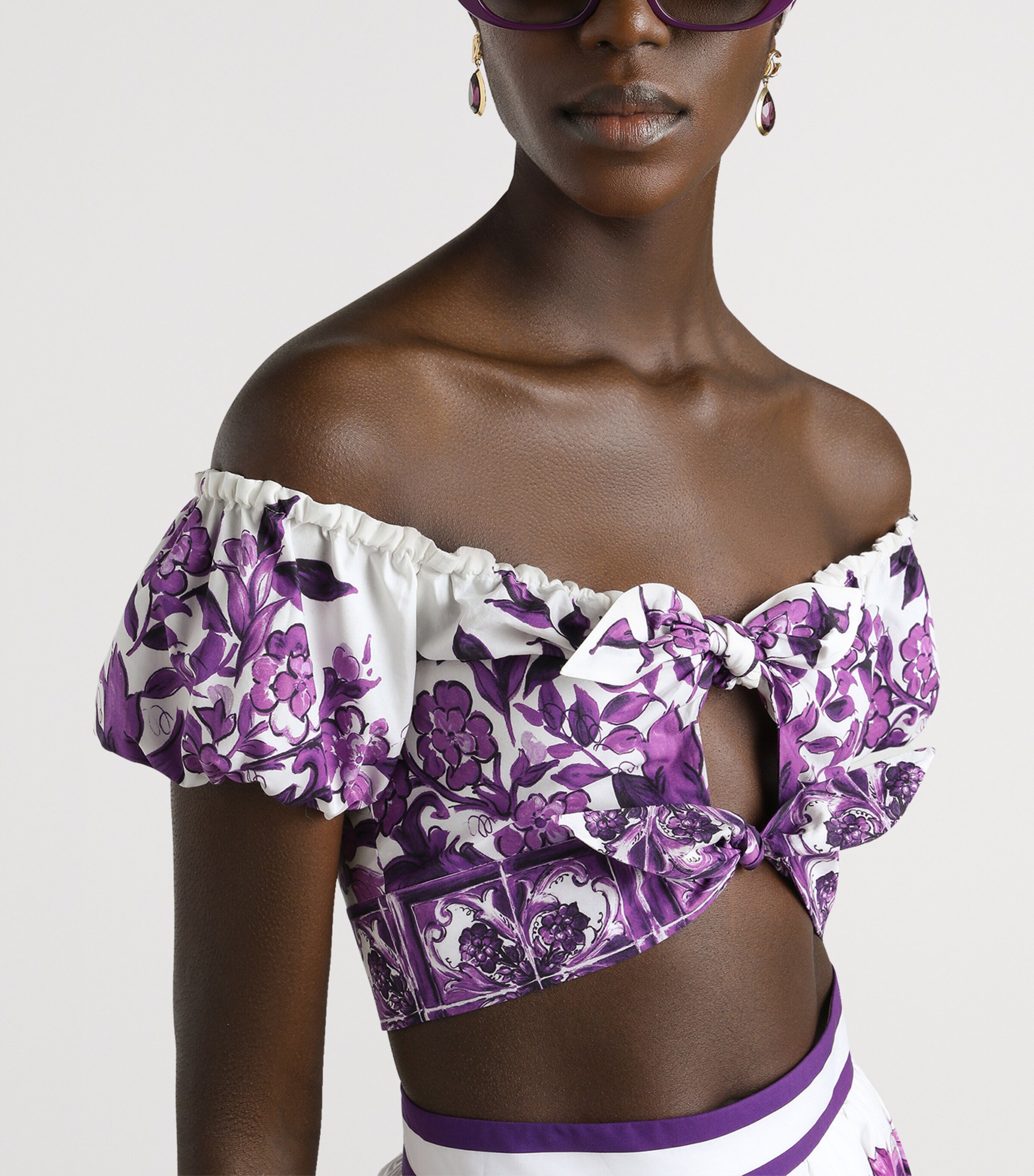 Cotton Majolica Print Crop Top I13TN-MAIOLICA 4 Image 4