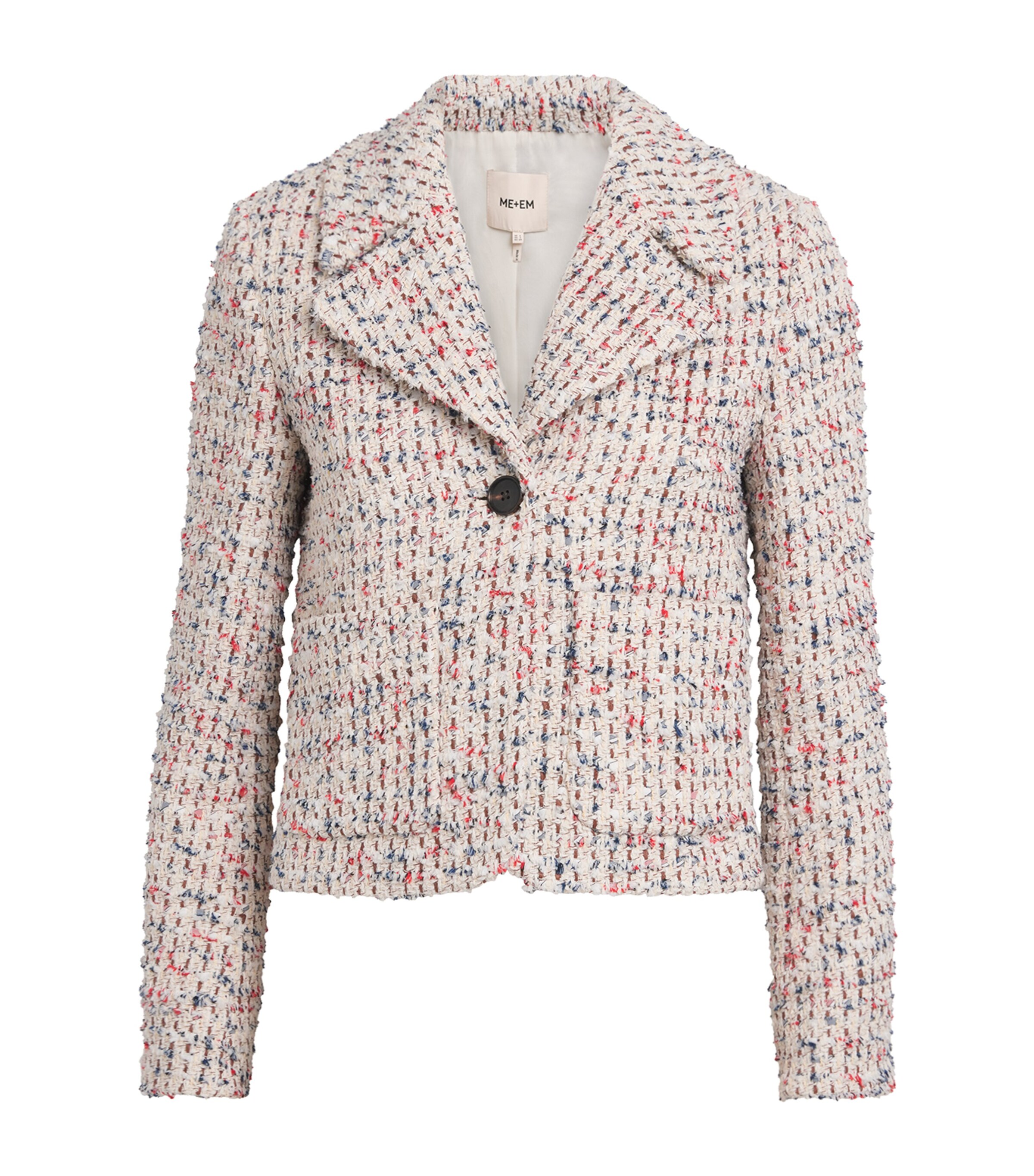 ME+EM Womens Cotton-Blend Heritage Crop Jacket Cream Multi Image 1