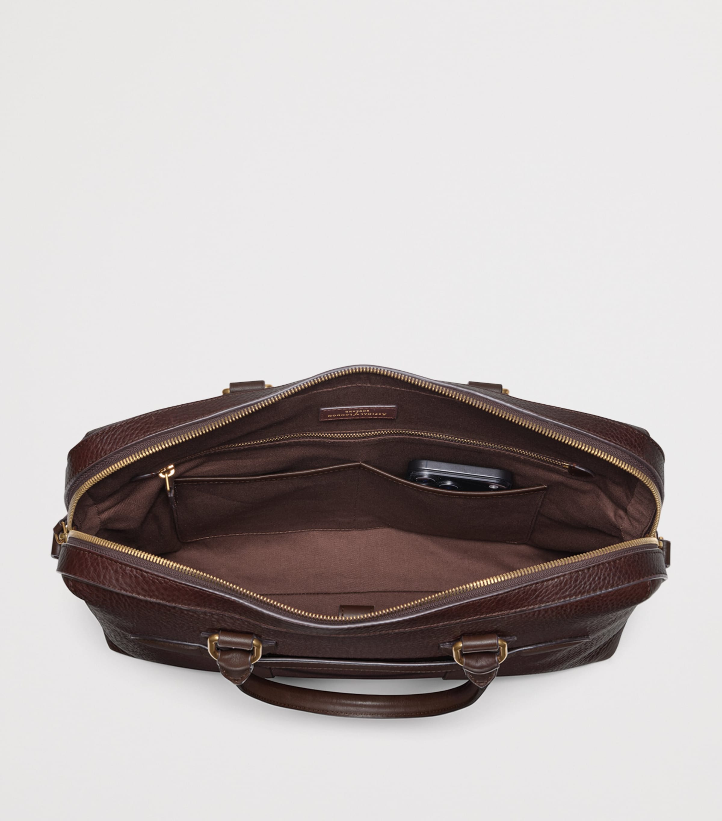 Aspinal Of London Leather The Hudson Briefcase Conker Image 5