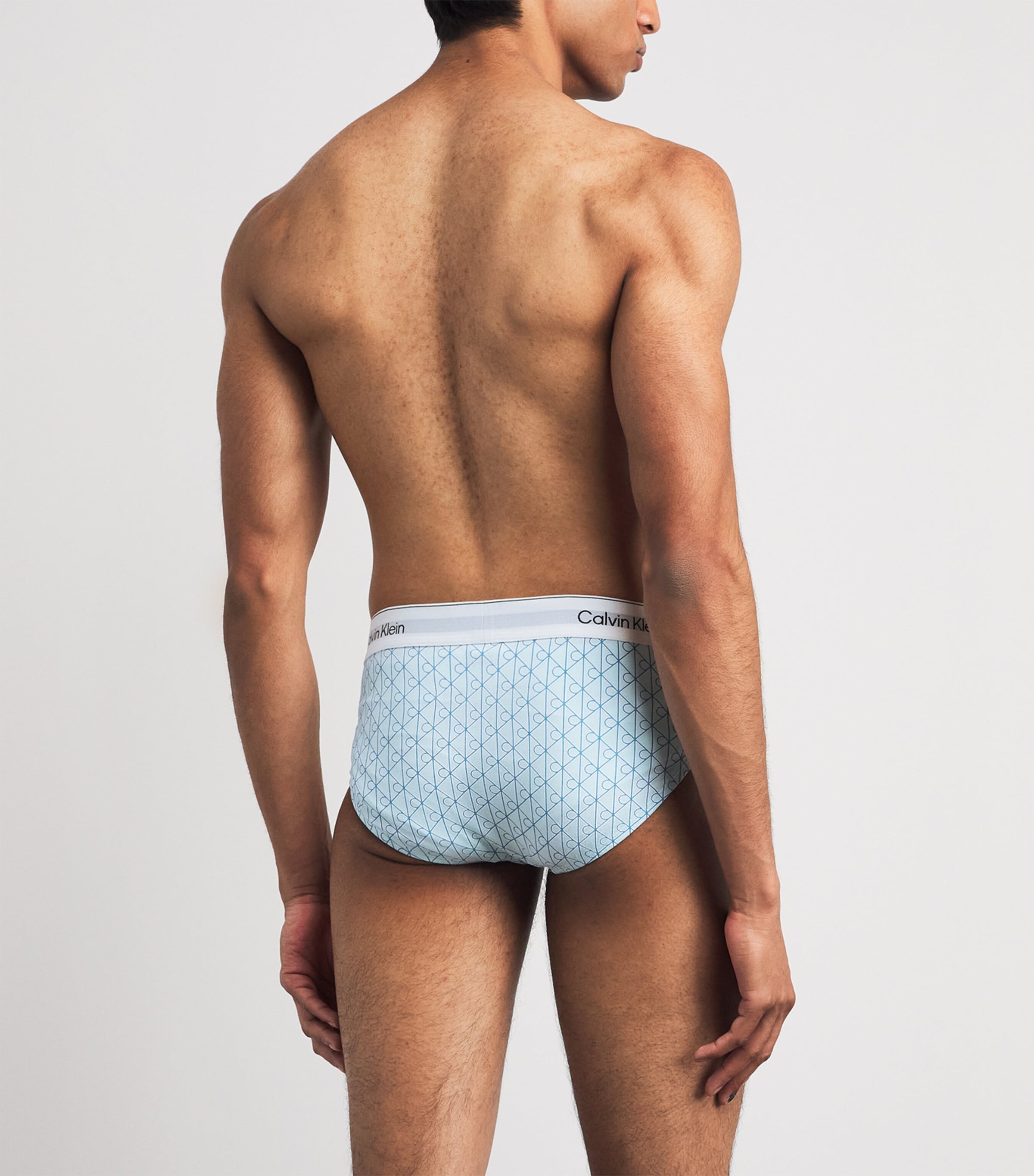 Calvin Klein Mens Stretch-Cotton Icon Hip Briefs (Pack of 3) Misty Grey/blue Image 3