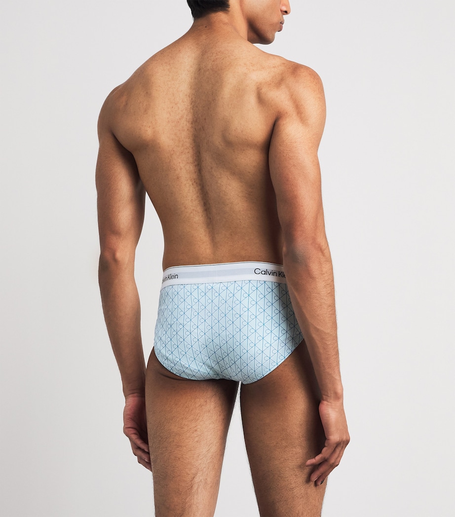 Calvin Klein Mens Stretch-Cotton Icon Hip Briefs (Pack of 3) Misty Grey/blue Image 3