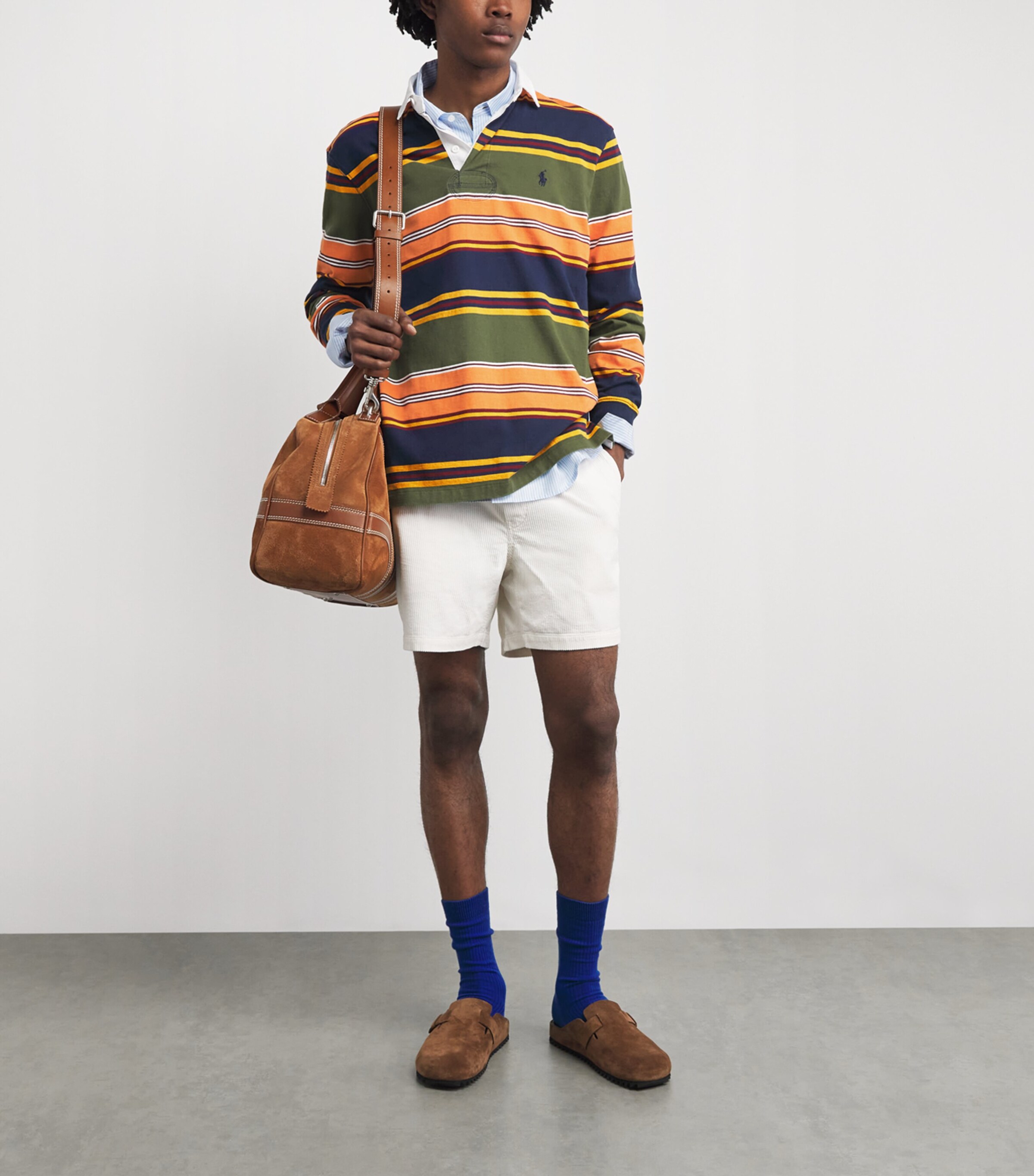 Polo Ralph Lauren Mens Cotton Stripe Rugby Shirt Supply Olive Multi Image 2