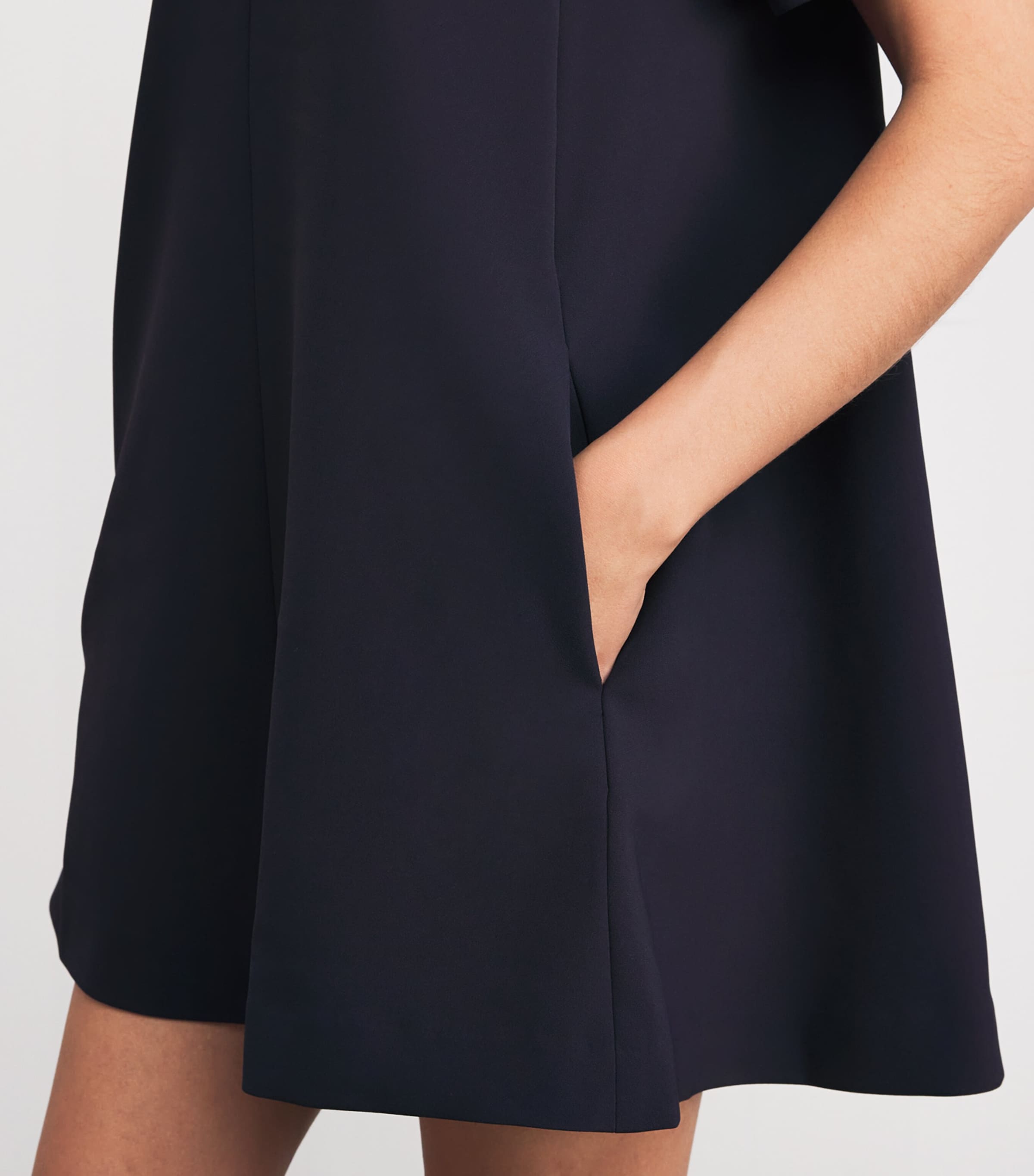 Crepe Trapeze Mini Dress NAVY Image 4